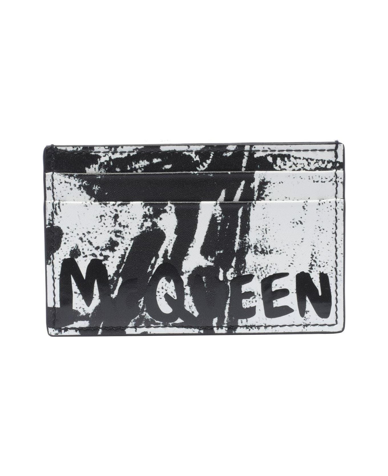 Alexander McQueen Logo Printed Cardholder - Black/white バッグ