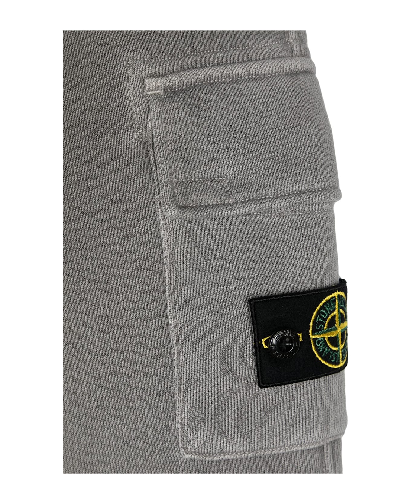 Stone Island Grey Diagonal Organic Cotton Joggers With Old Effect - GREY ボトムス