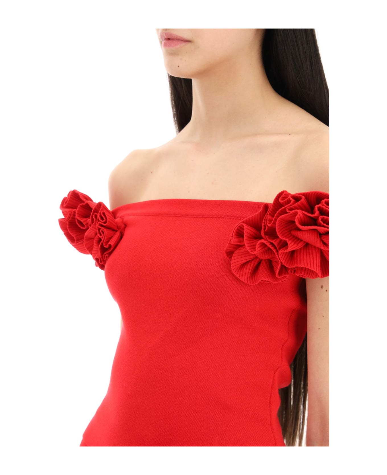 Magda Butrym Fitted Top With Roses - RED (Red)