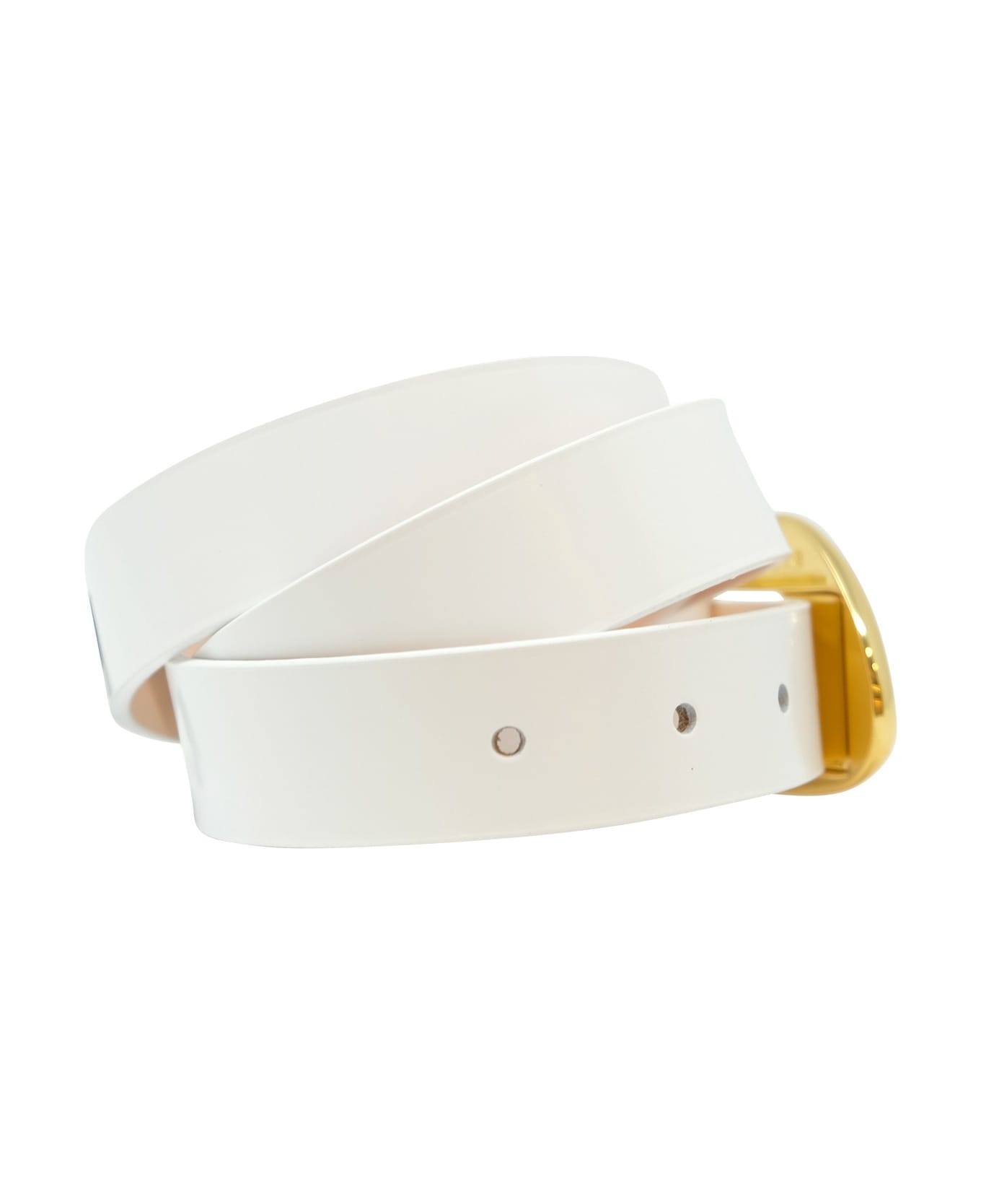 BY FAR White Patent Leather Moore Belt - WHITE