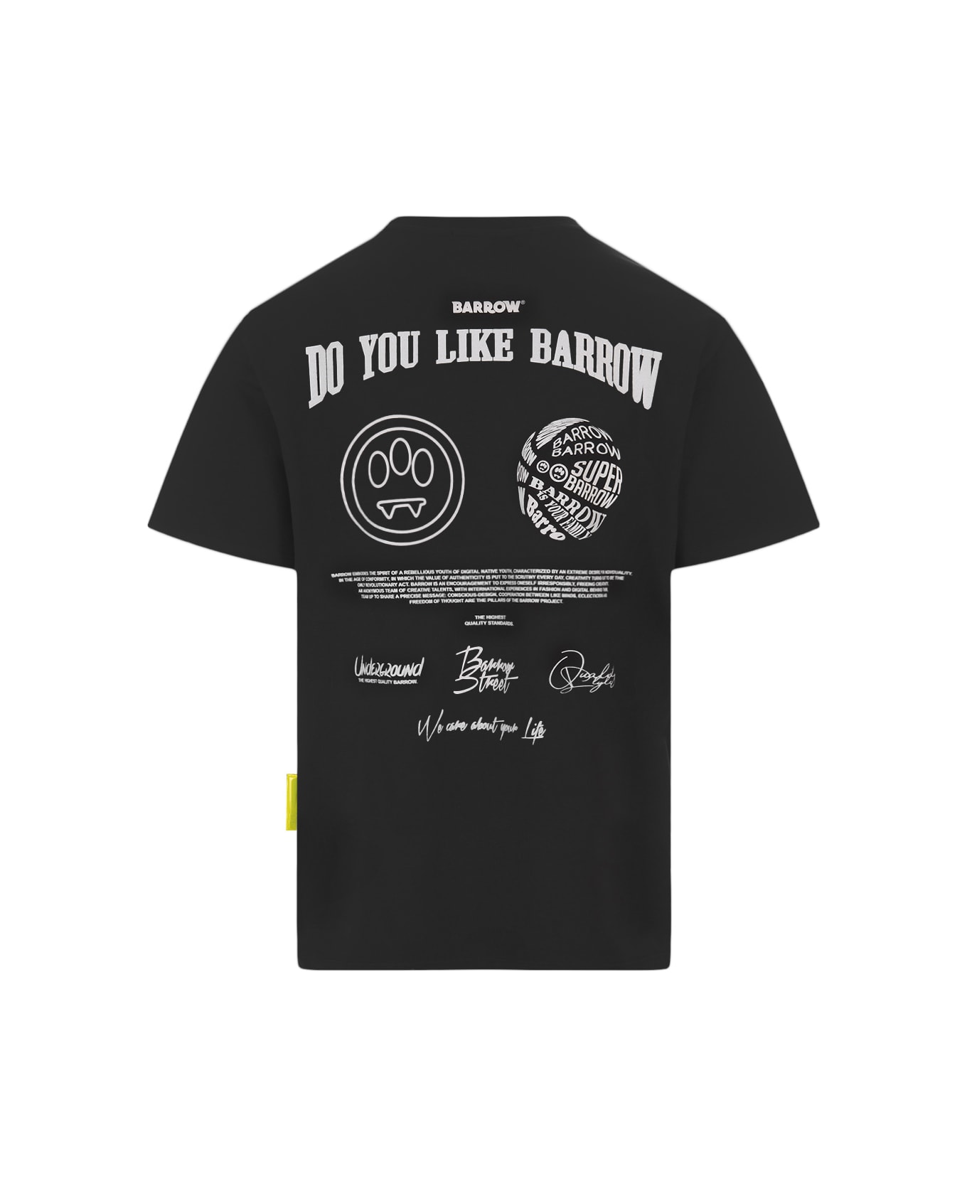 Barrow Black T-shirt With Front And Back Print - Black Tシャツ