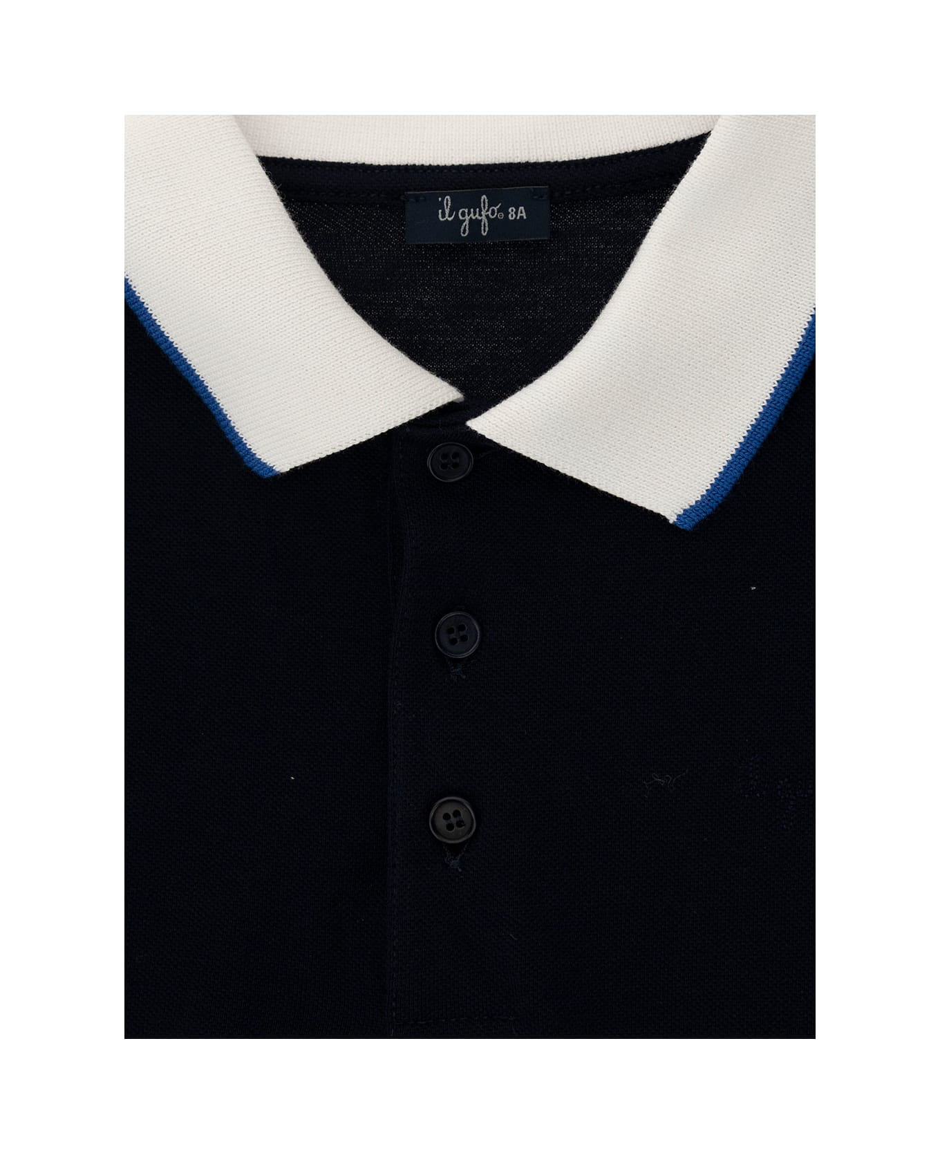 Il Gufo Black Polo Shirt With Contrasting Collar In Cotton Boy - Blu