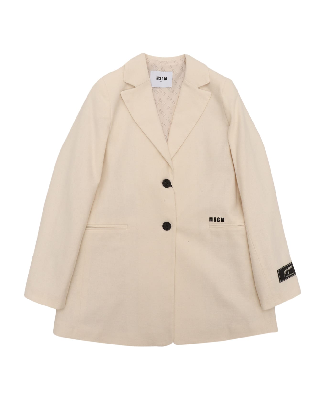 MSGM Brushed Viyella Blazer Girl Crema/cream - WHITE