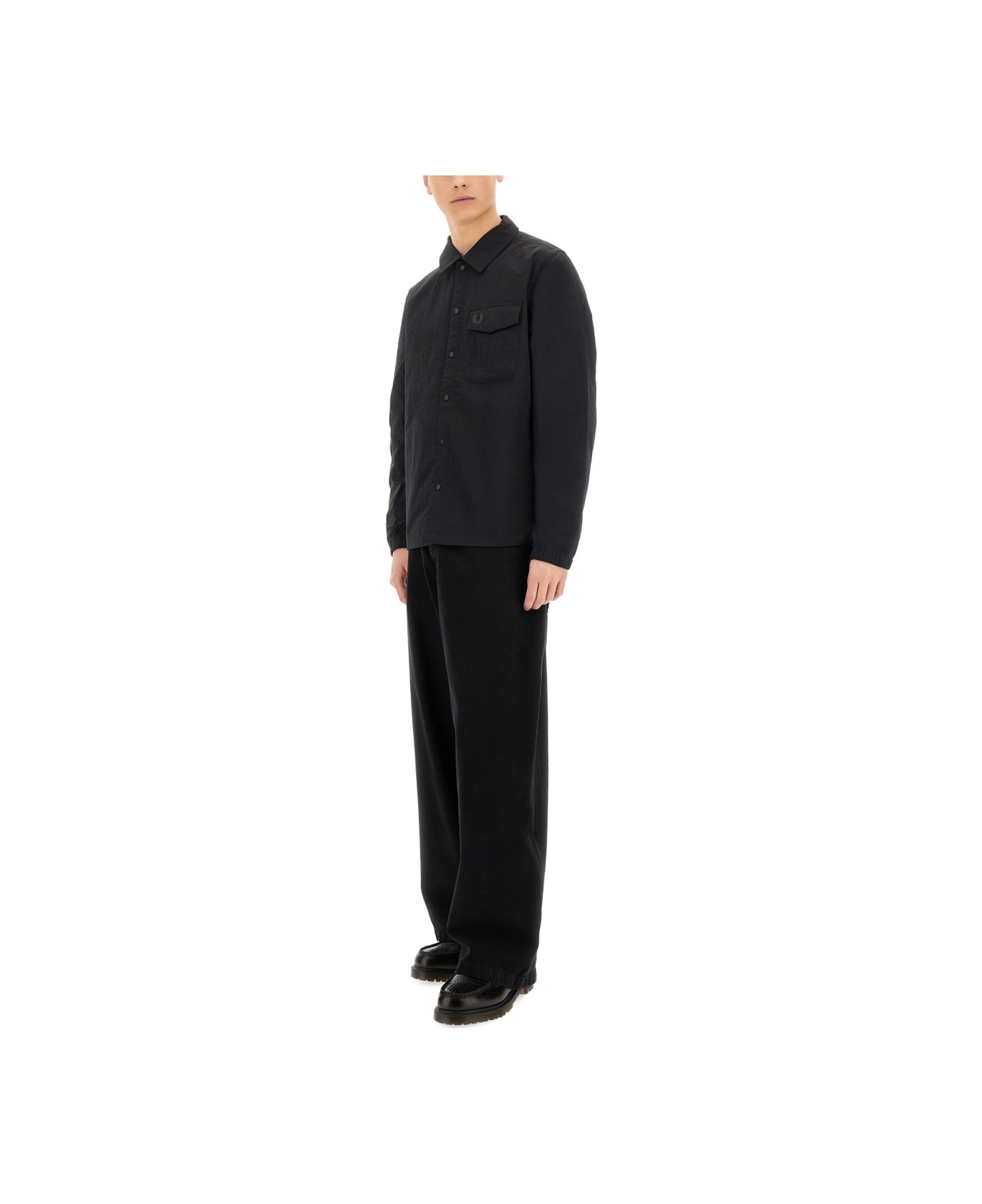 Fred Perry Jacket With Snap Buttons - BLACK