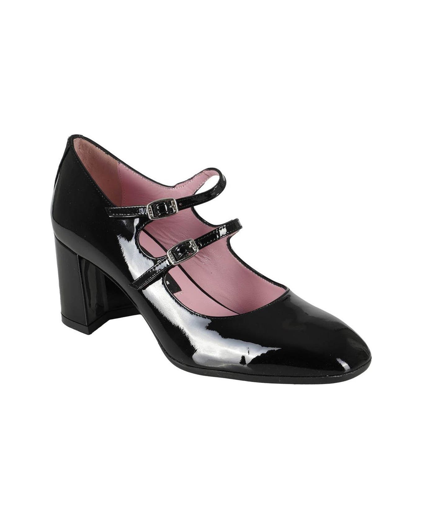 Carel Paris Double-strap Mid-heeled Buckled Pumps - Black