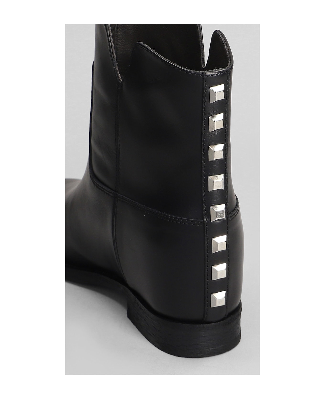 Via Roma 15 Ankle Boots Inside Wedge In Black Leather - black