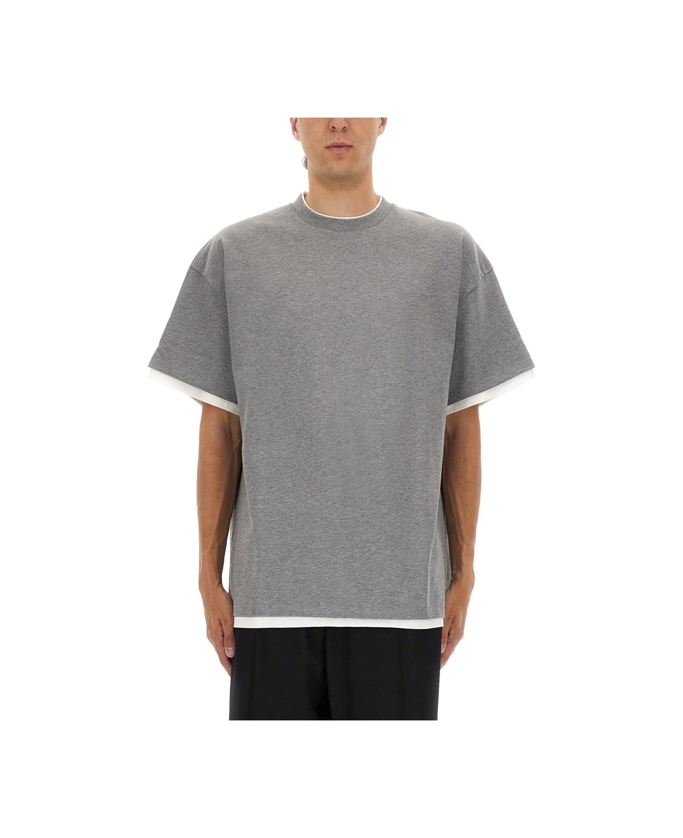 Jil Sander Double Layer Cotton T-shirt - GREY