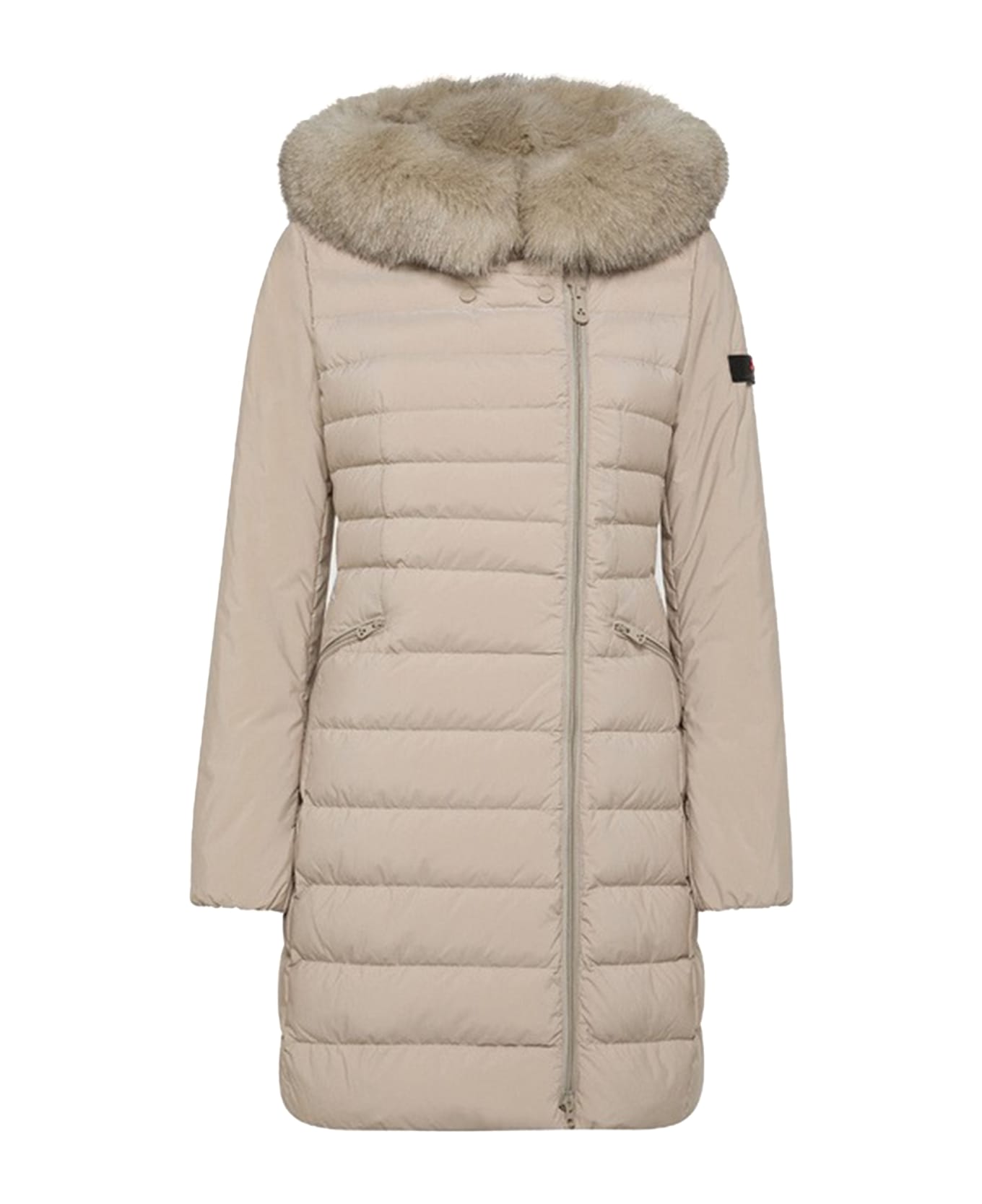 Peuterey Seriola Slim Beige Down Jacket With Fur - CORDA