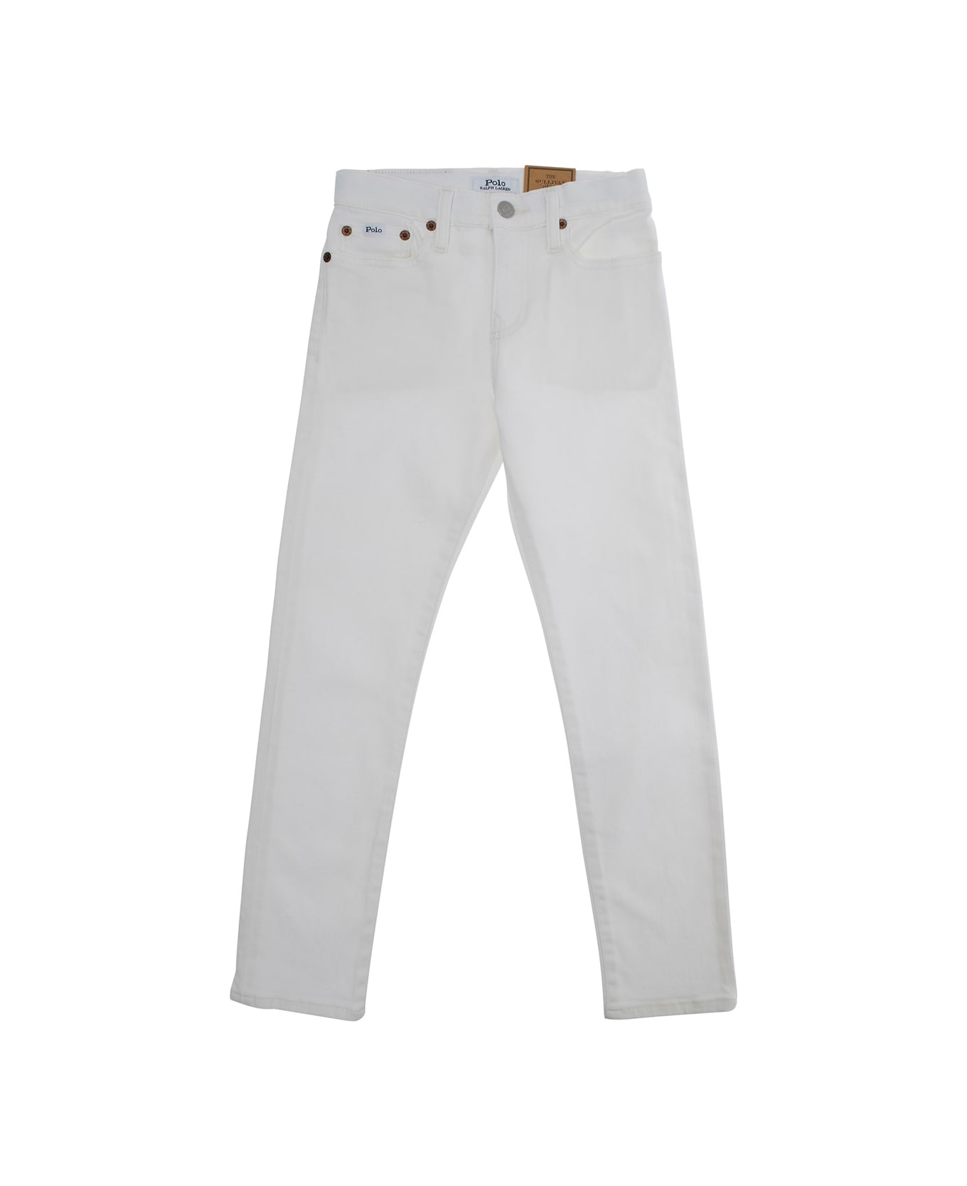 Polo Ralph Lauren 
sullivan
 White Jeans With Logo Patch On Front And Rear In Denim Boy - White