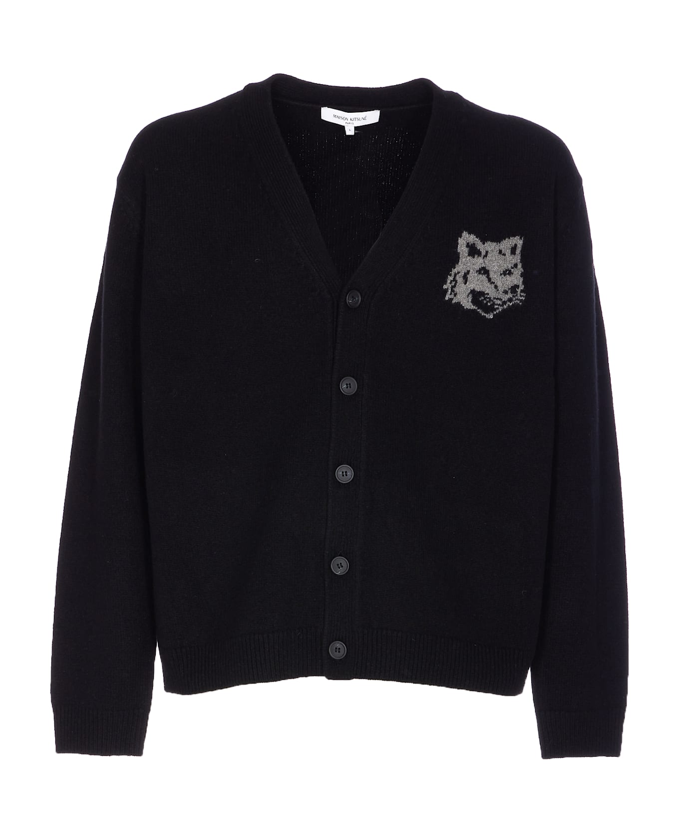 Maison Kitsuné Fox Head Cardigan - Black