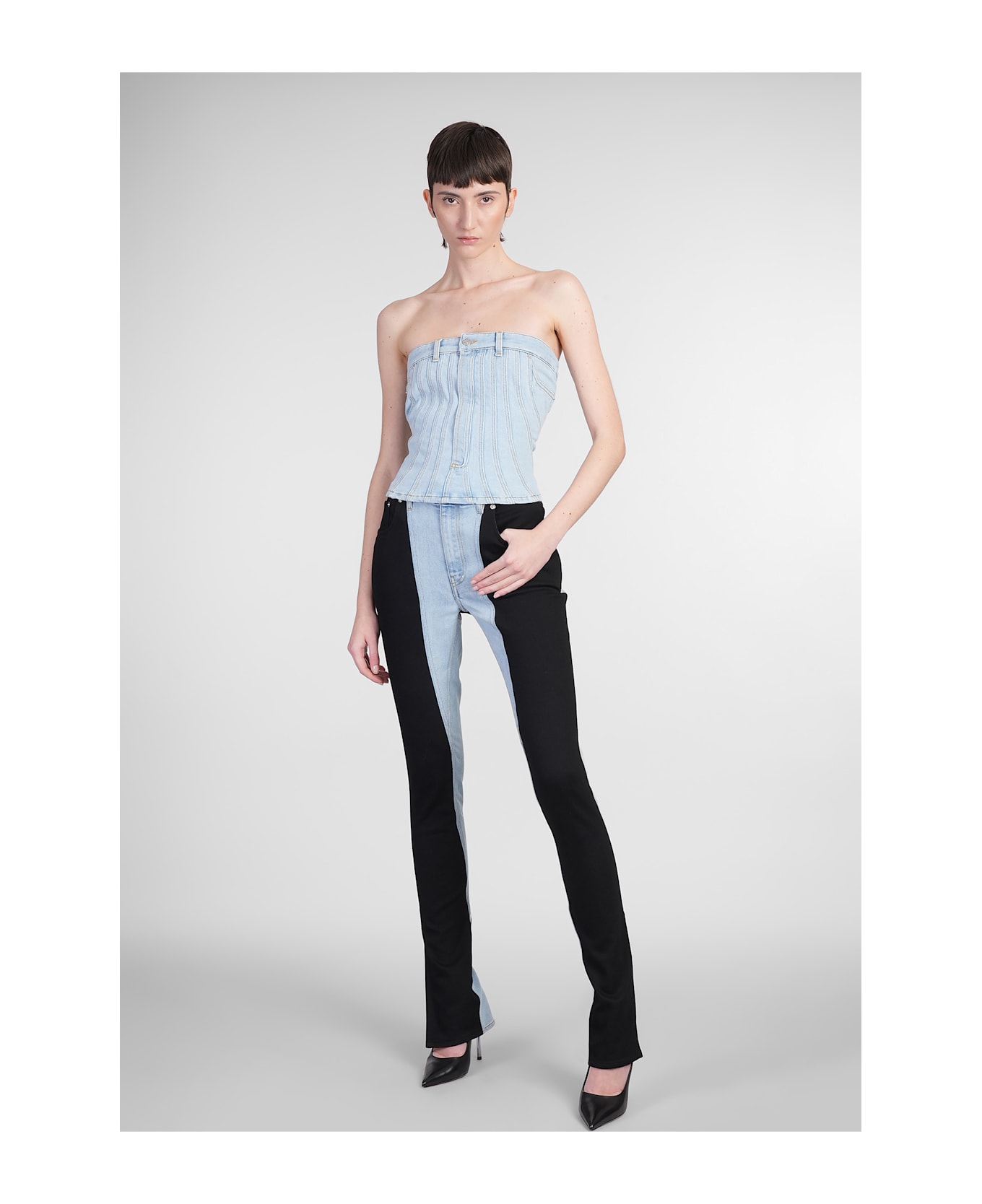 Mugler Topwear In Blue Denim - blue