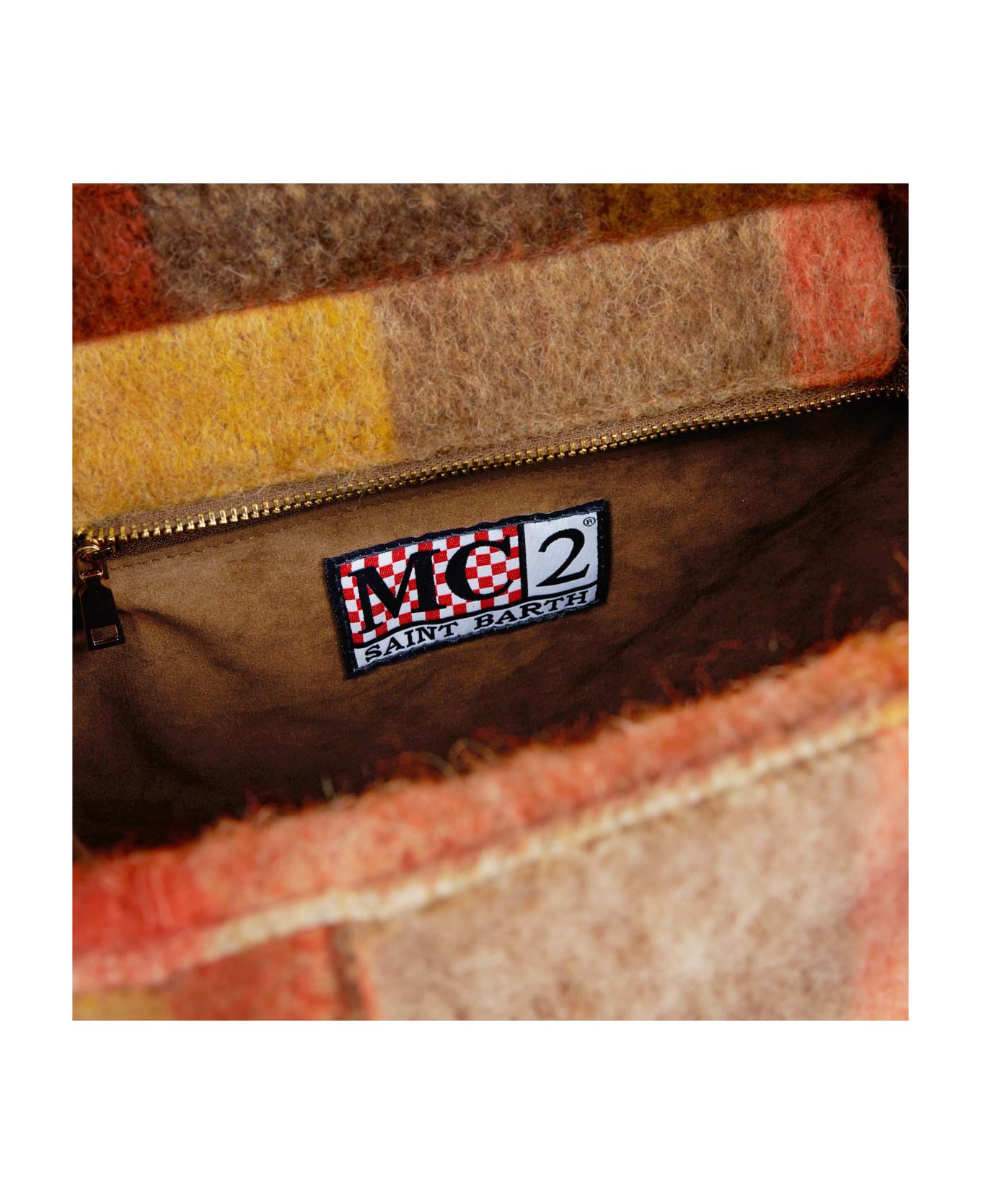 MC2 Saint Barth Colette Handbag With Multicolor Check And Fringes - BROWN