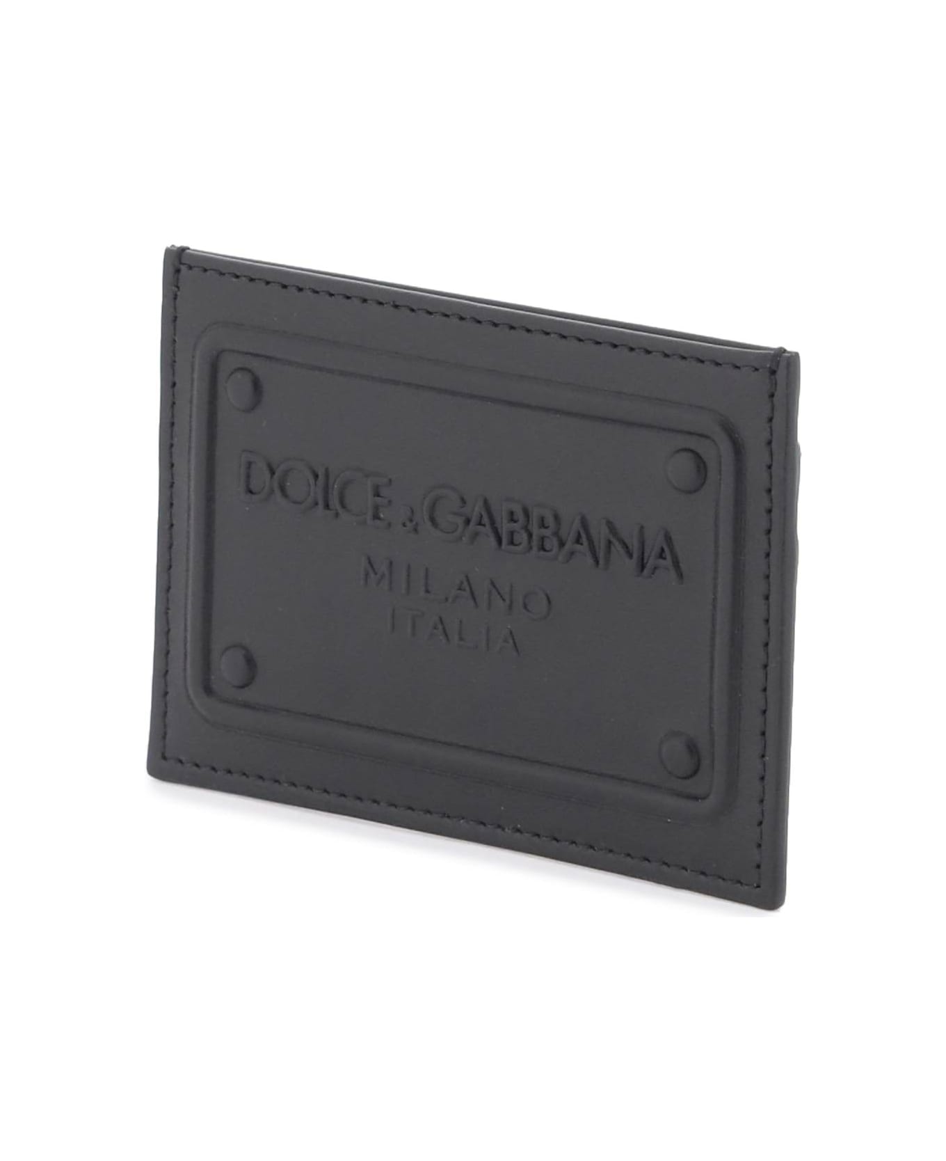 Dolce & Gabbana Leather Card Holder With Logo - black