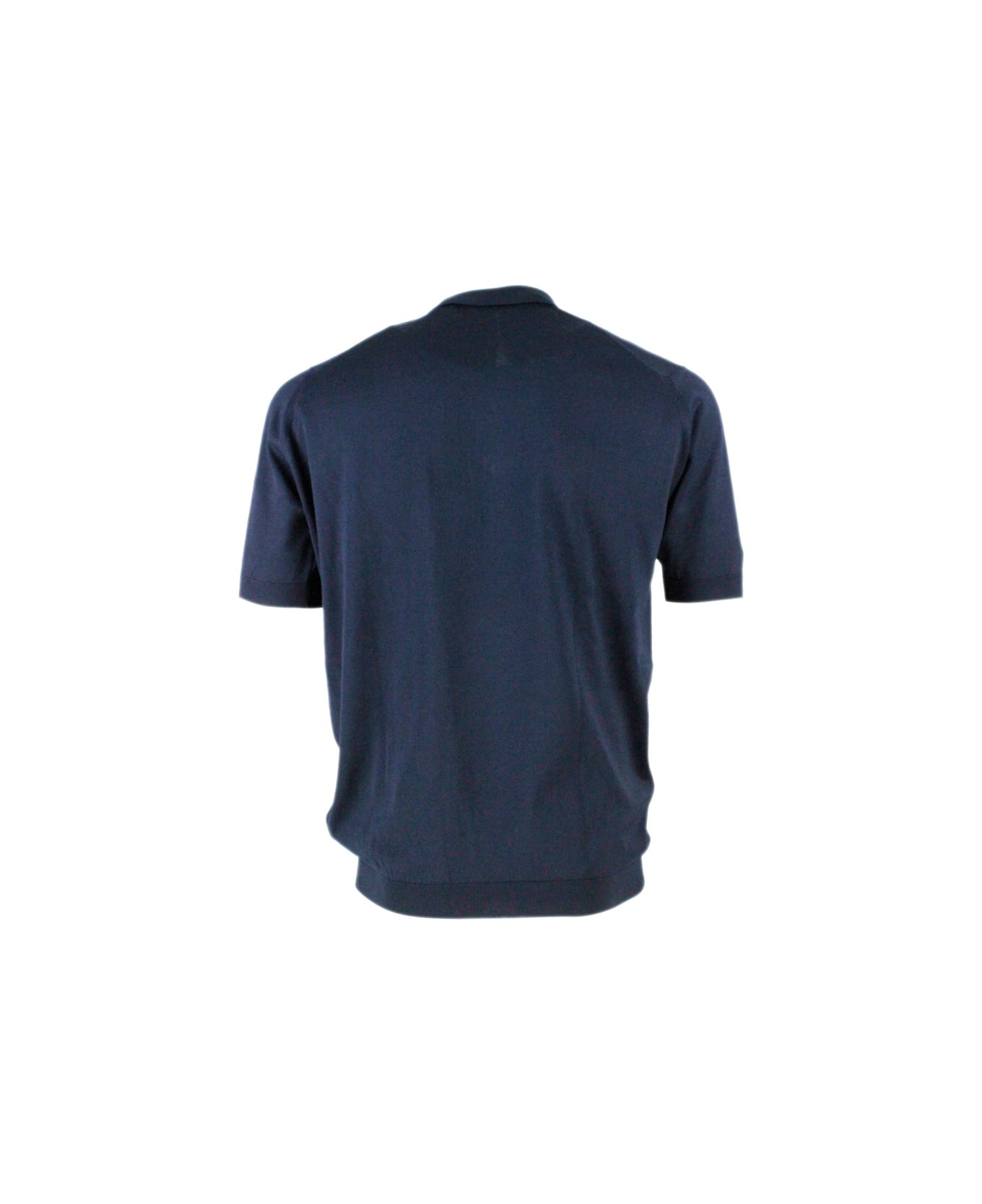 John Smedley Short-sleeved Polo Shirt In Extra-fine Cotton Thread With Three Buttons - Blu