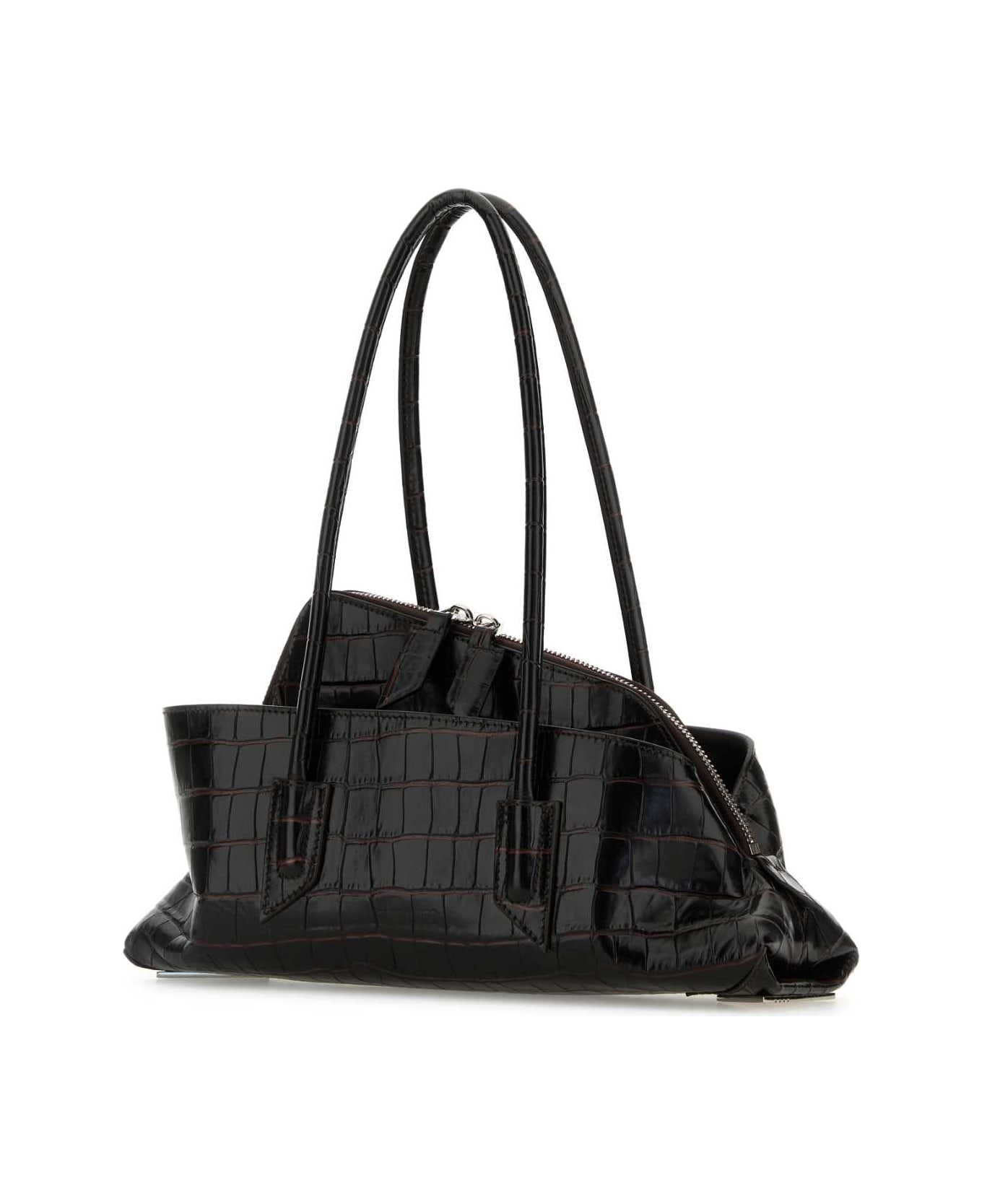 The Attico Dark Brown Leather Small La Passeggiata Handbag - COFFE