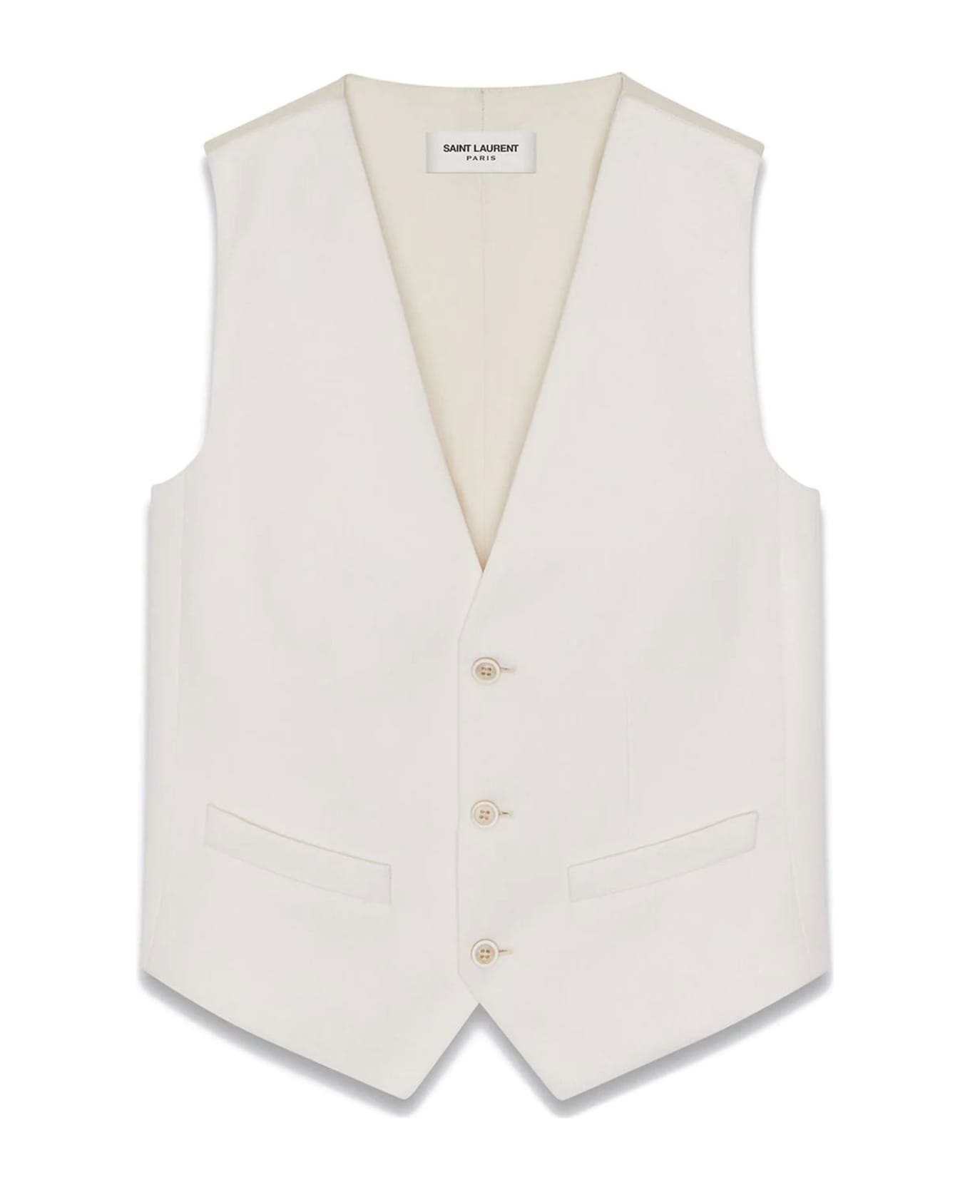 Saint Laurent White Wool Vest - White