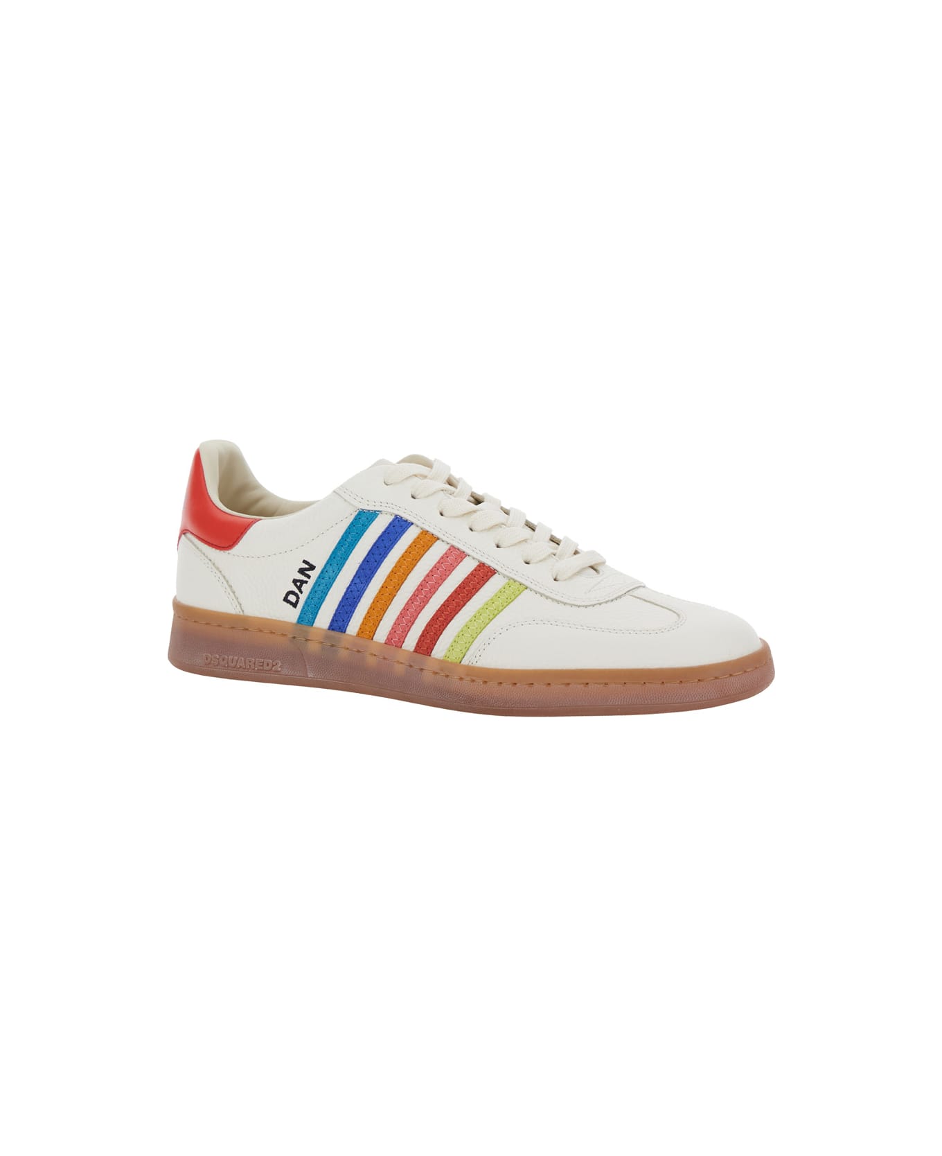 Dsquared2 Beige Low Top Sneaker With Logo On The Tongue And Contrast Heel Tab With Logo In Leather Man - Beige