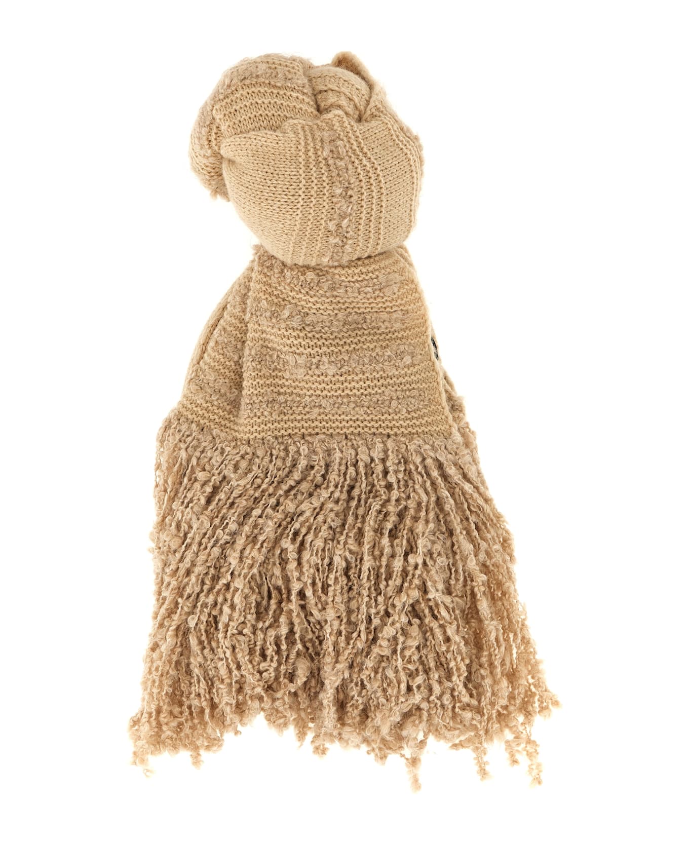Fabiana Filippi Bouclé Fringed Scarf - Beige