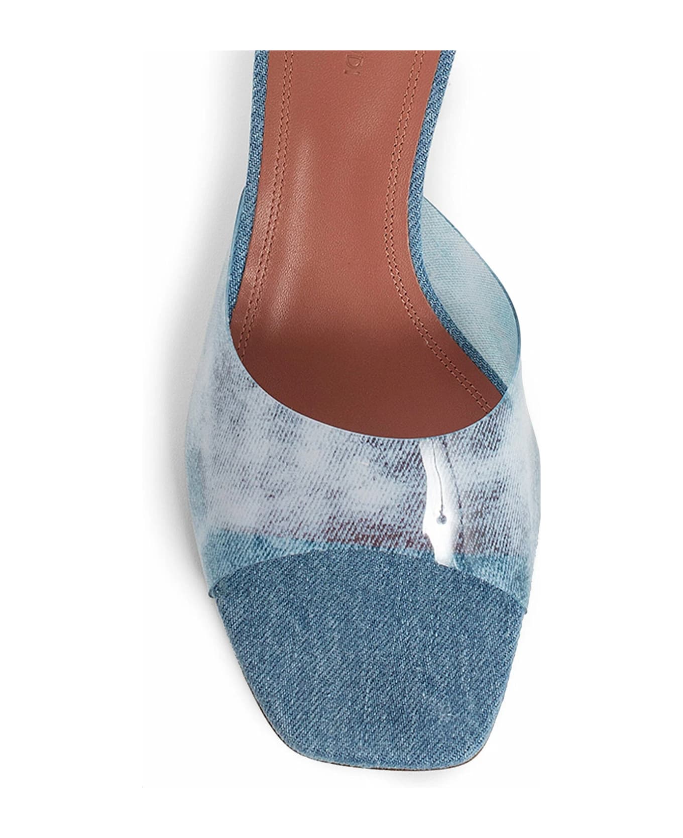 Amina Muaddi Lupita Glass Pvc Denim Mules - Blue