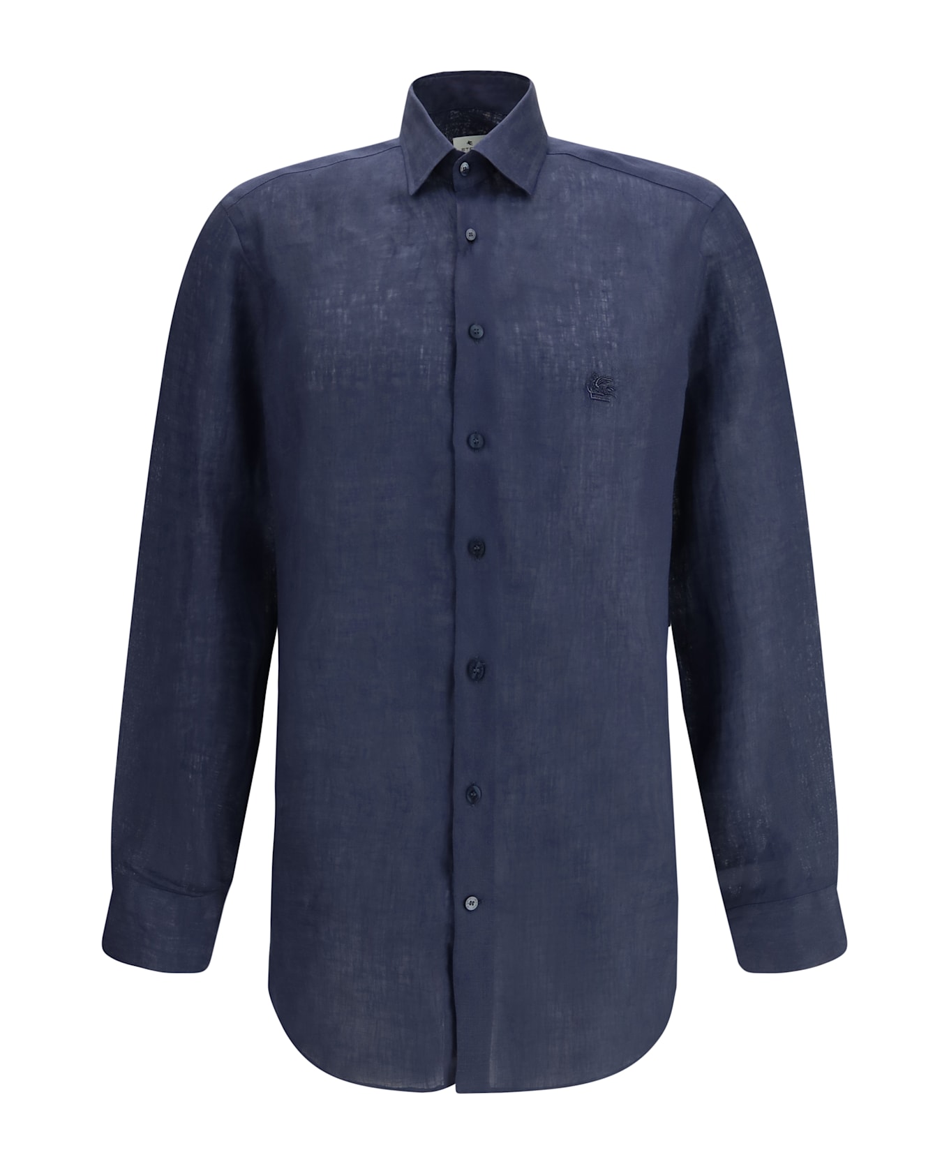 Etro Linen Shirt With Contrasting Pegaso Embroidery Logo