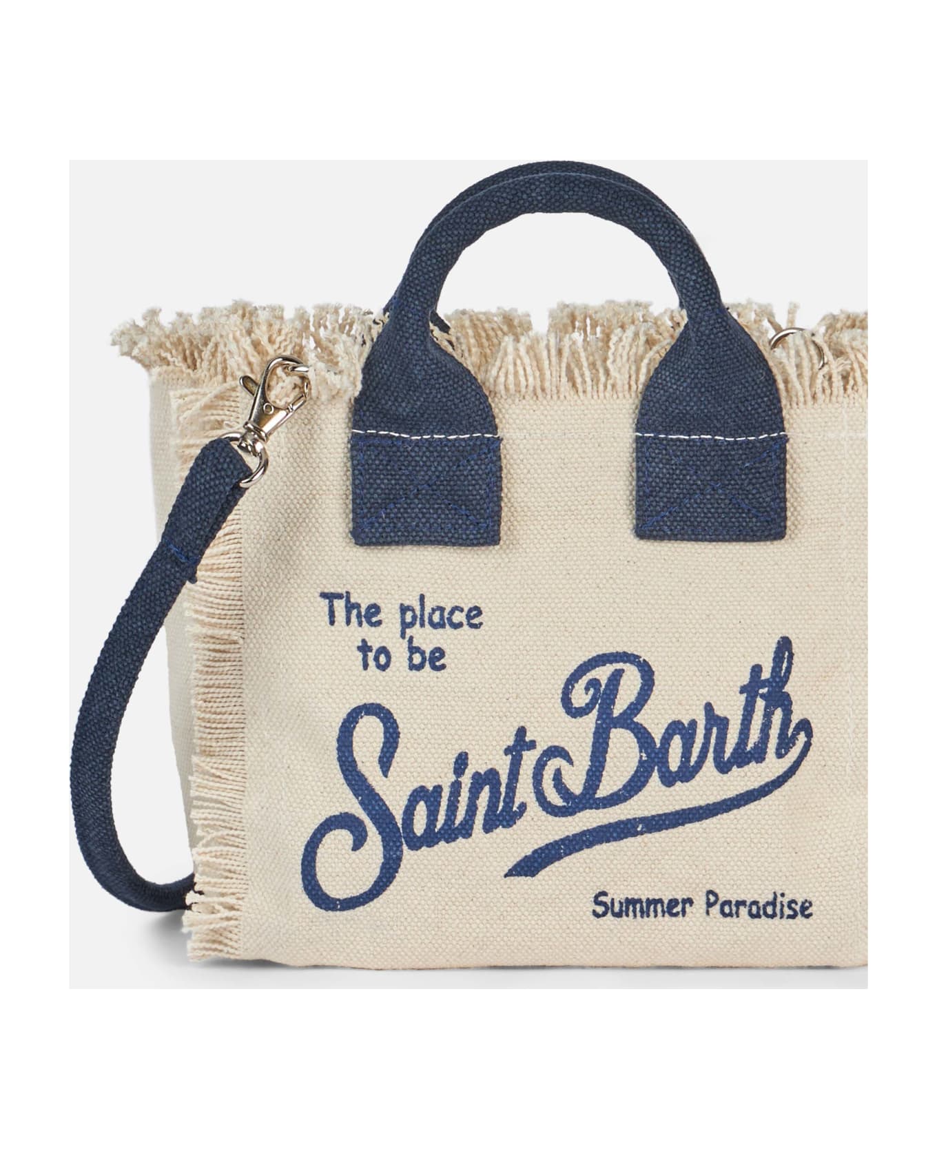 MC2 Saint Barth Natural Cotton Canvas Mini Vanity Bag - WHITE