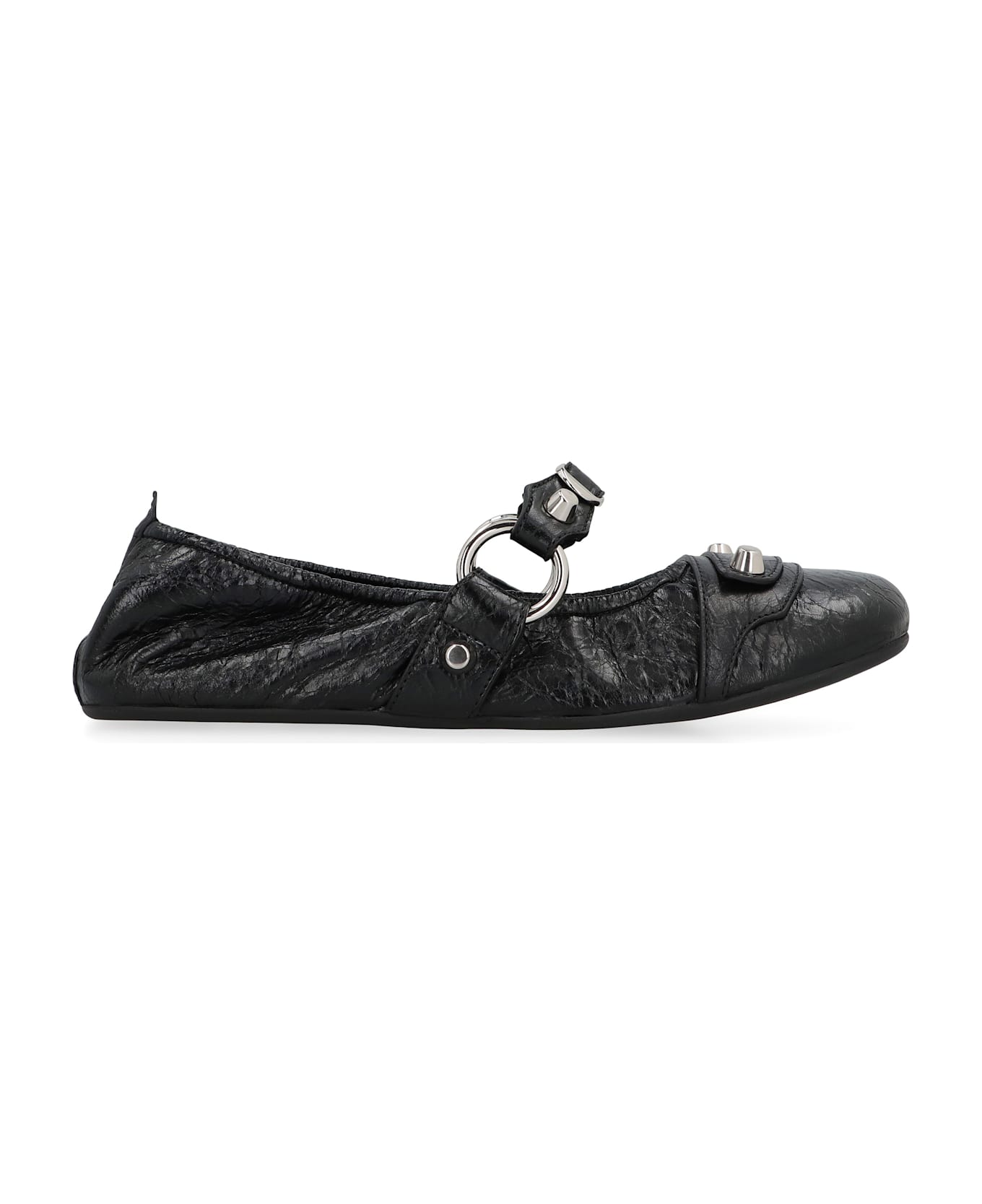 Balenciaga City Leather Ballet Flats - BLACK