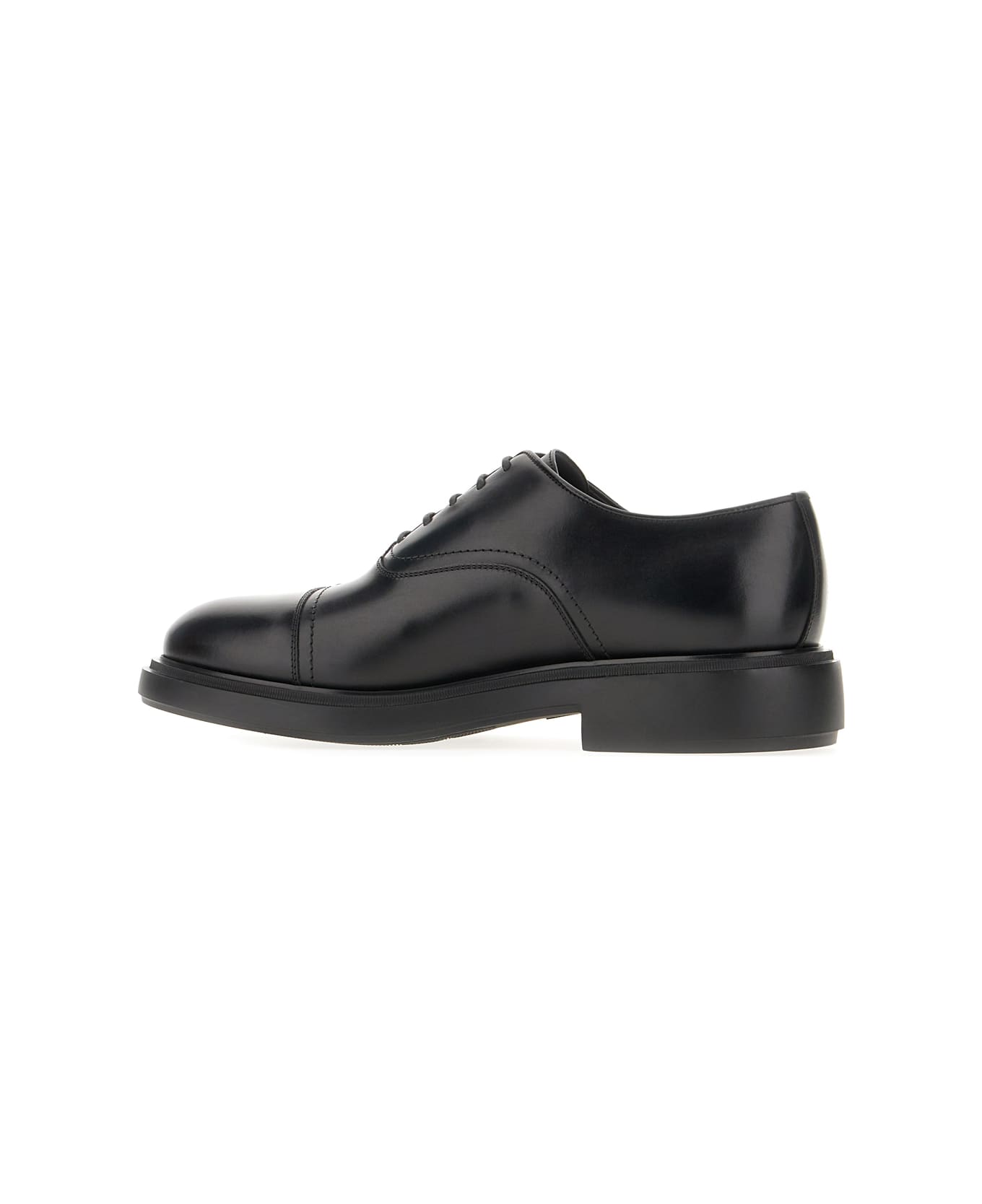 Ferragamo Black Leather Camden Lace-up Shoes - Nero