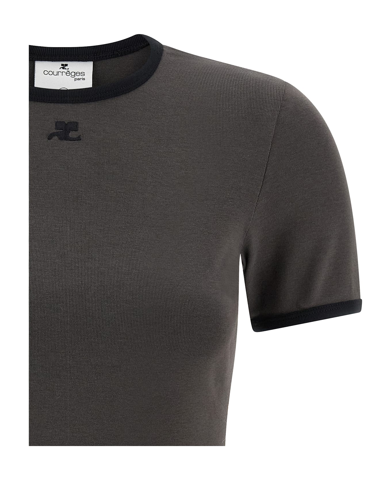 Courrèges 
signature Contrast
 T-shirt - Gray