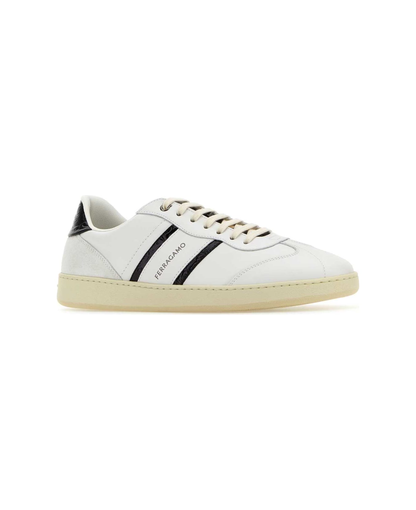 Ferragamo White Leather And Suede Sneakers - BIANCOOTTICO スニーカー