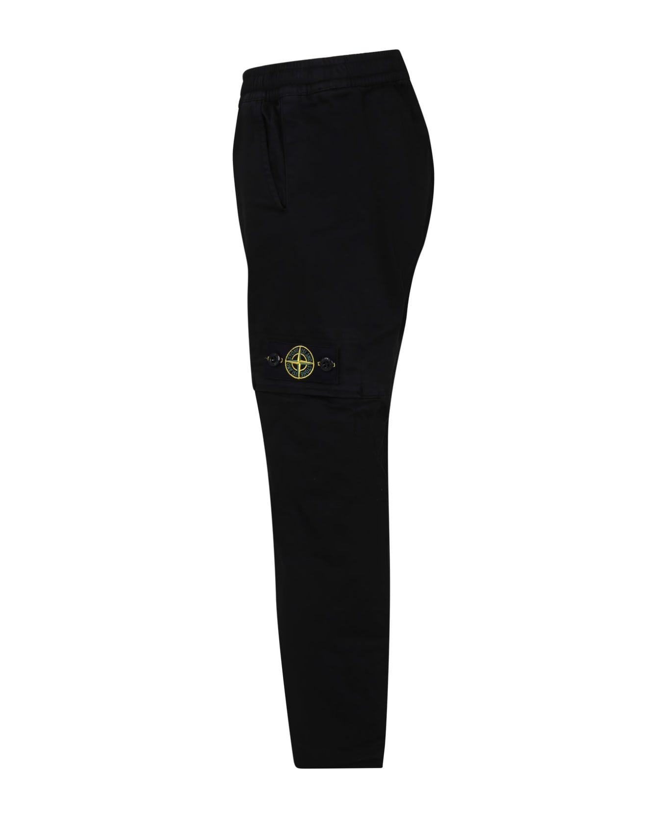 Stone Island Junior Black Trousers For Boy With Compass - Black