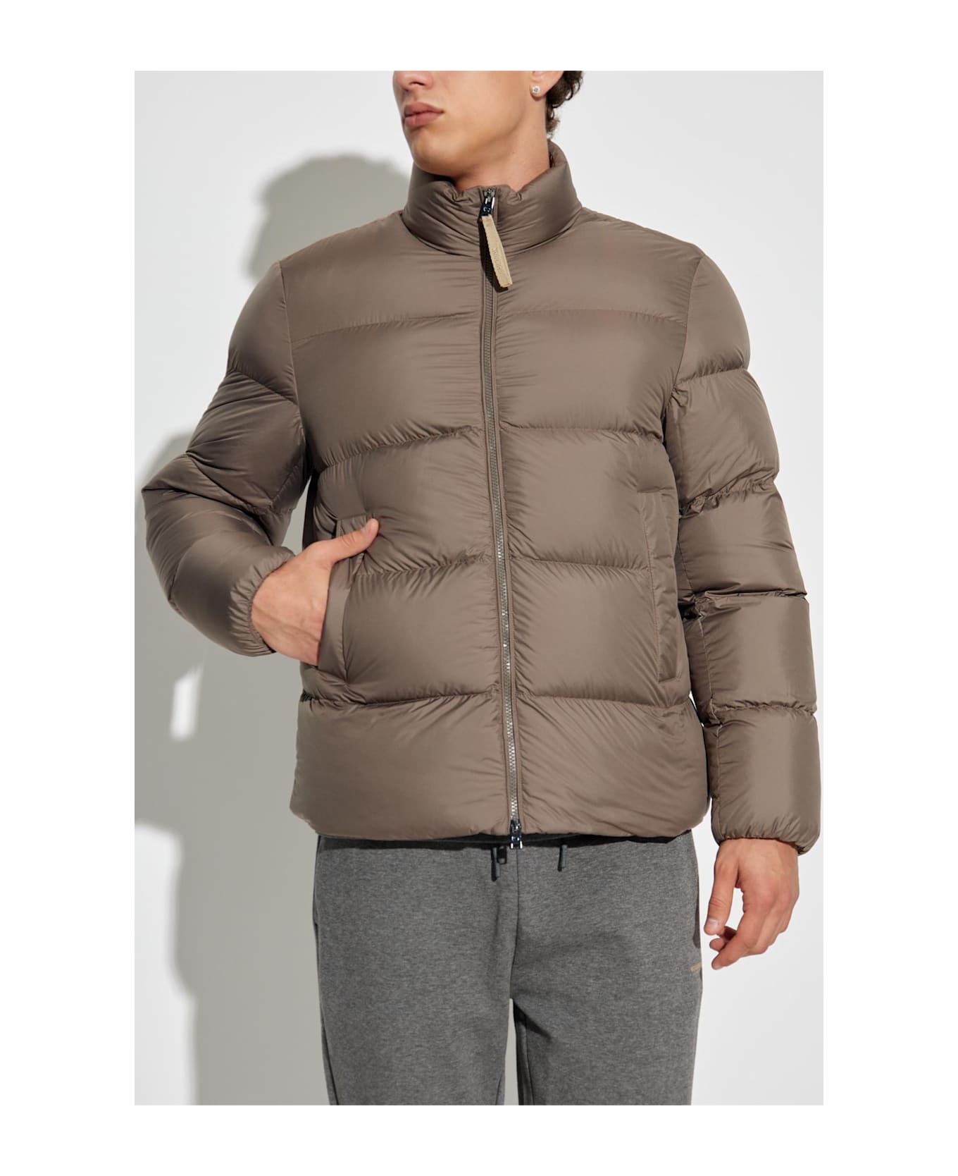 Woolrich Down Jacket With Stand-up Collar - Falcon