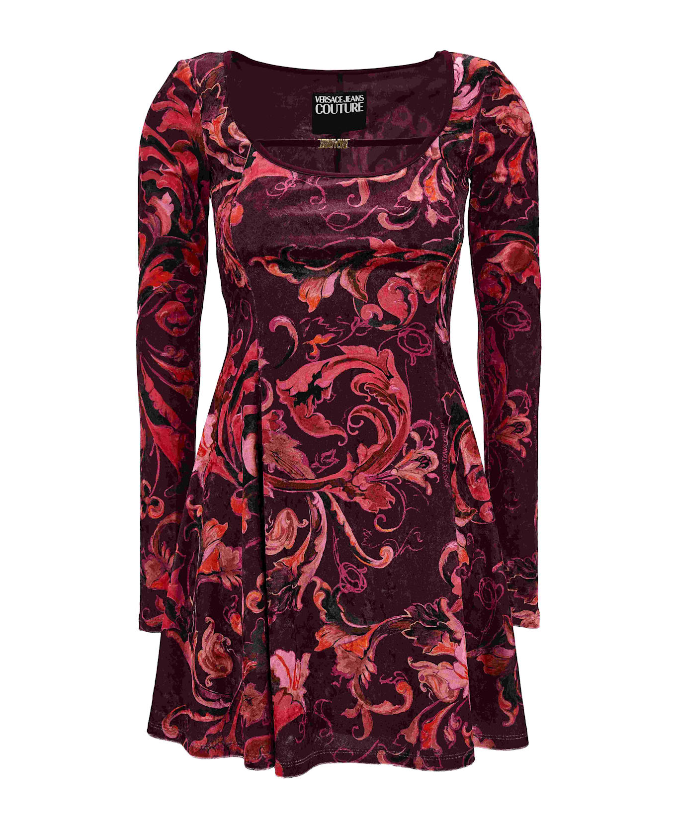 Versace Jeans Couture Red Baroque-print Long-sleeve Mini Dress - PURPLE