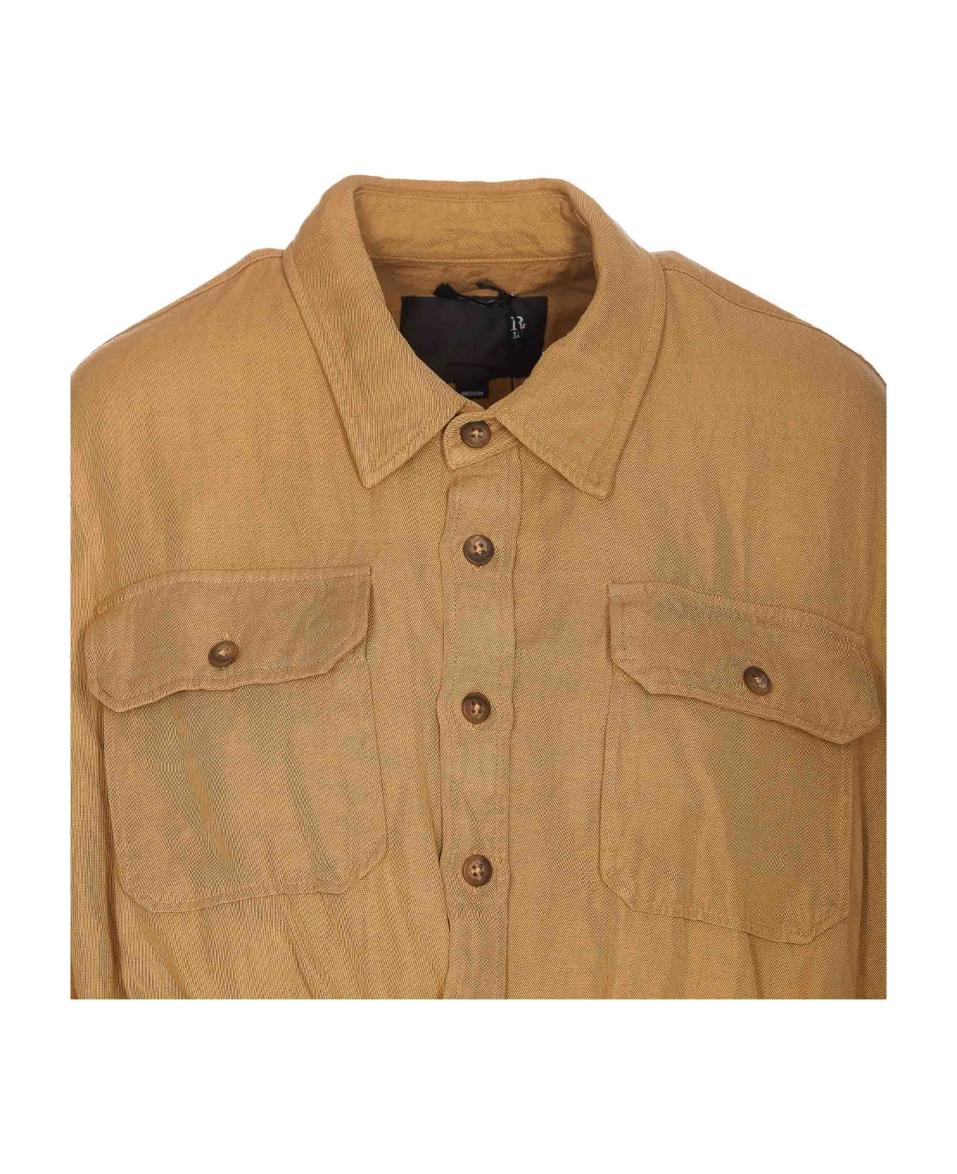 R13 Crossover Utility Bubble Shirt - Beige