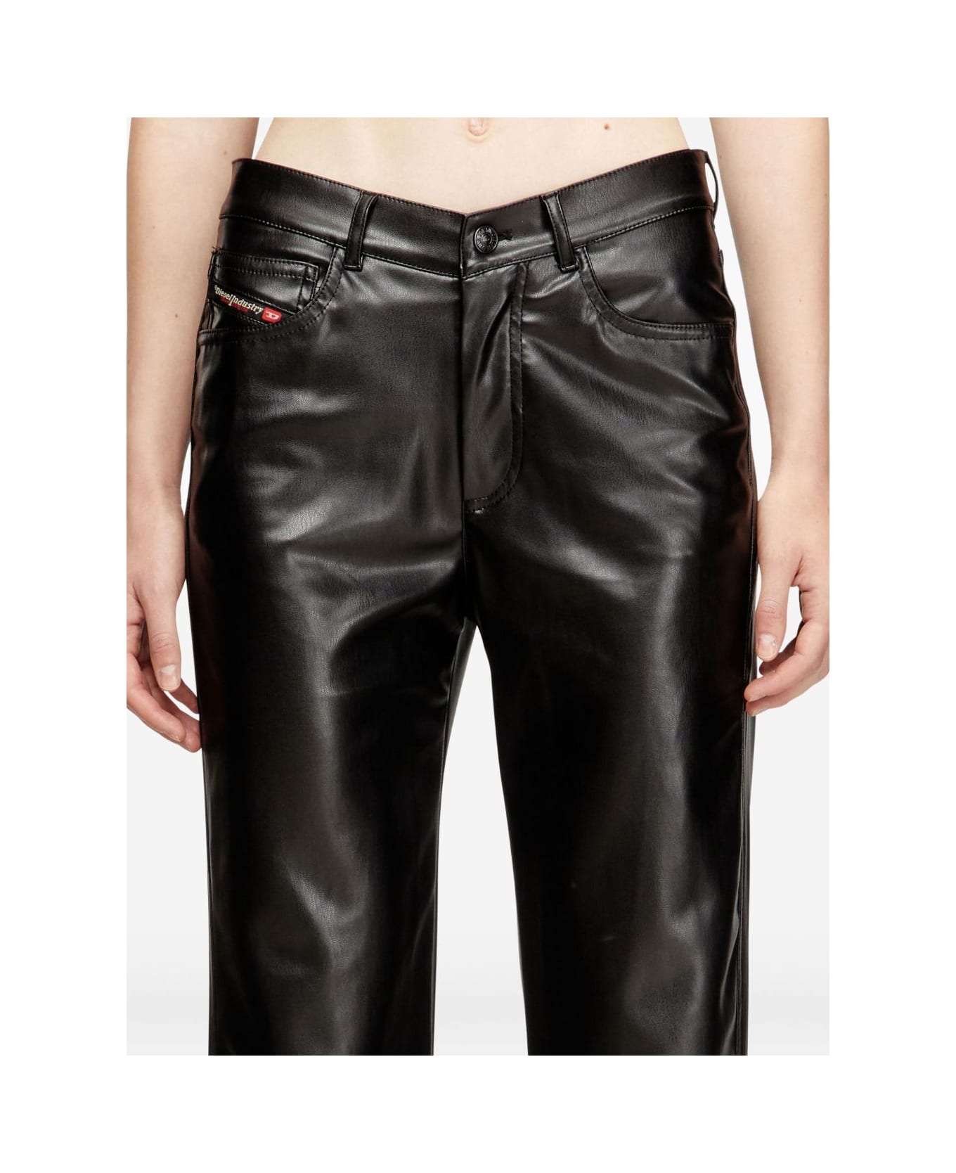 Diesel Faxu Leather Trousers - Black