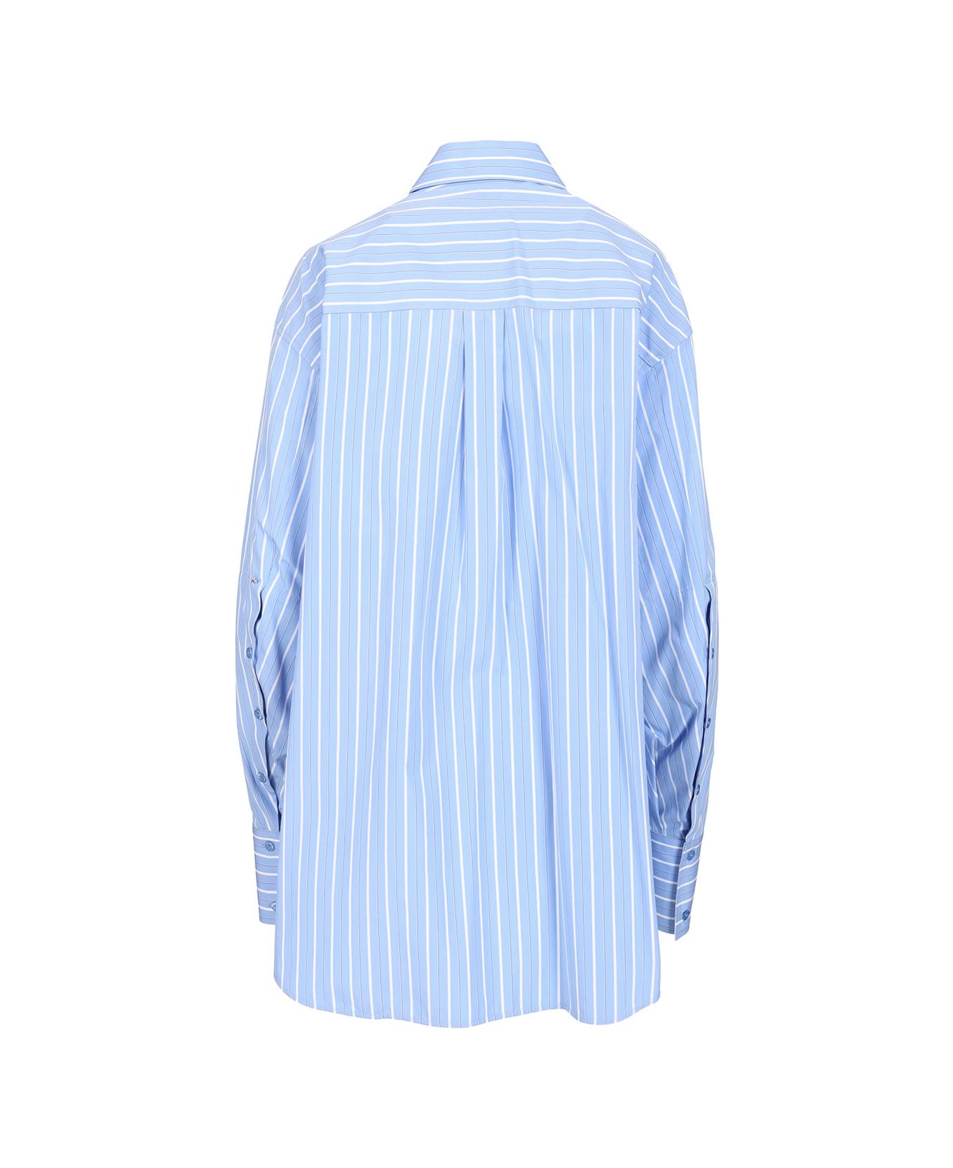 SportMax Striped Cotton Poplin Shirt - BABY BLUE
