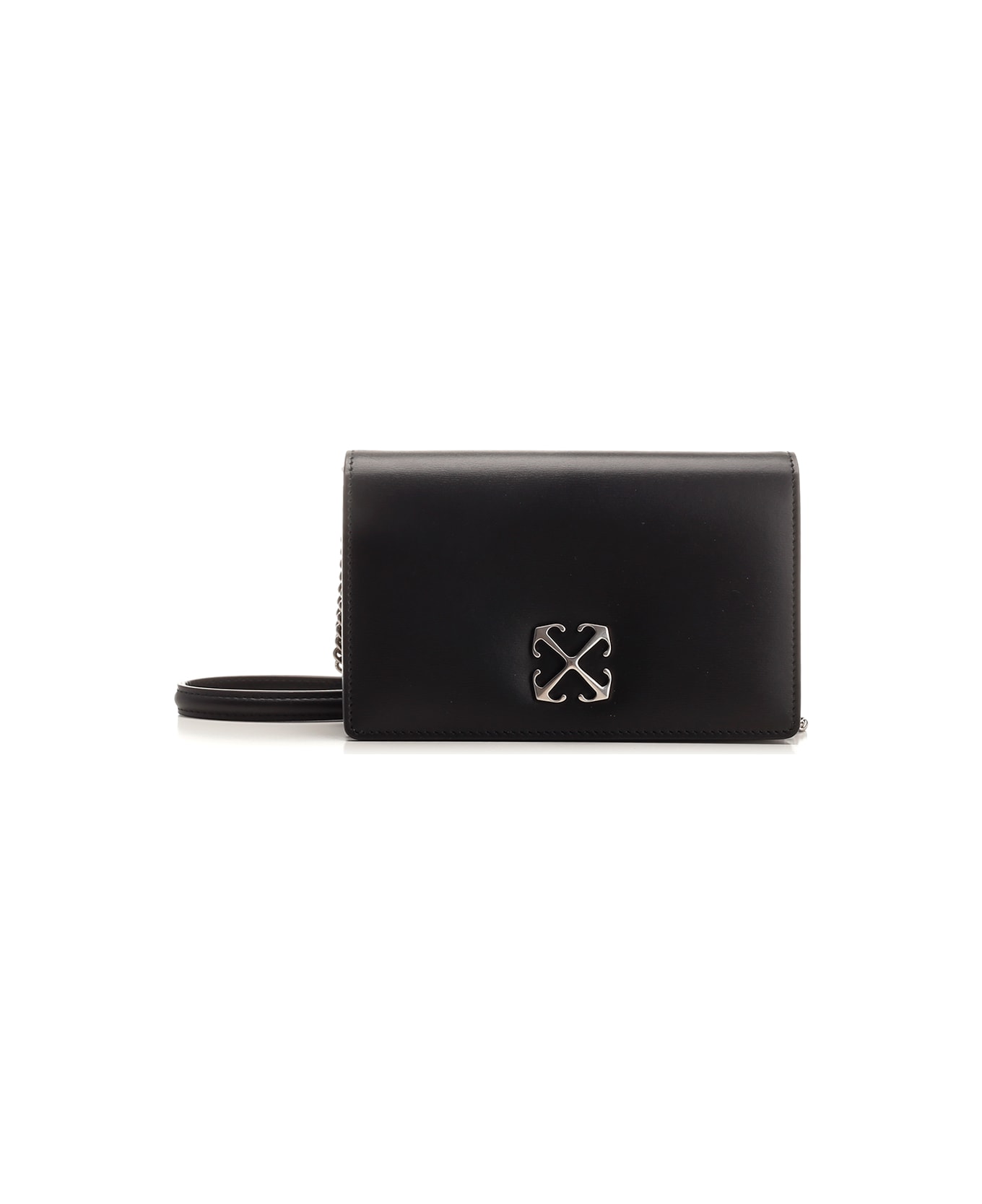 Off-White Jitney 0.5 Leather Wallet On Chain - black