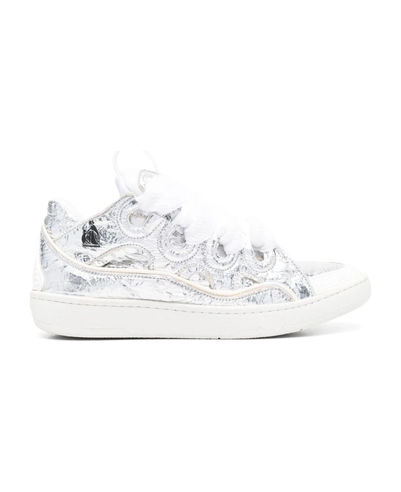 Lanvin Curb Sneakers In Crinkled Metallic Leather - Silver スニーカー