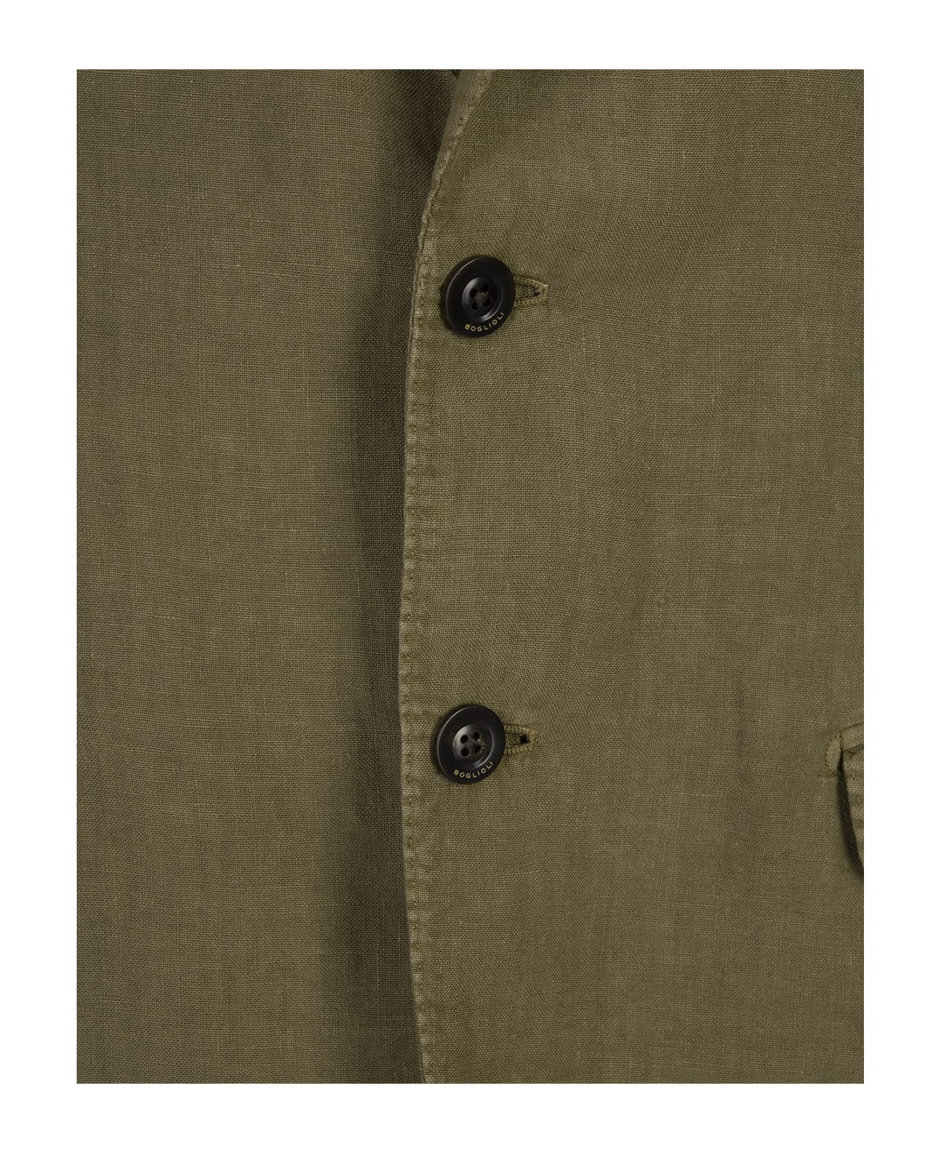 Boglioli Military Green Linen Regular Fit Blazer - Green