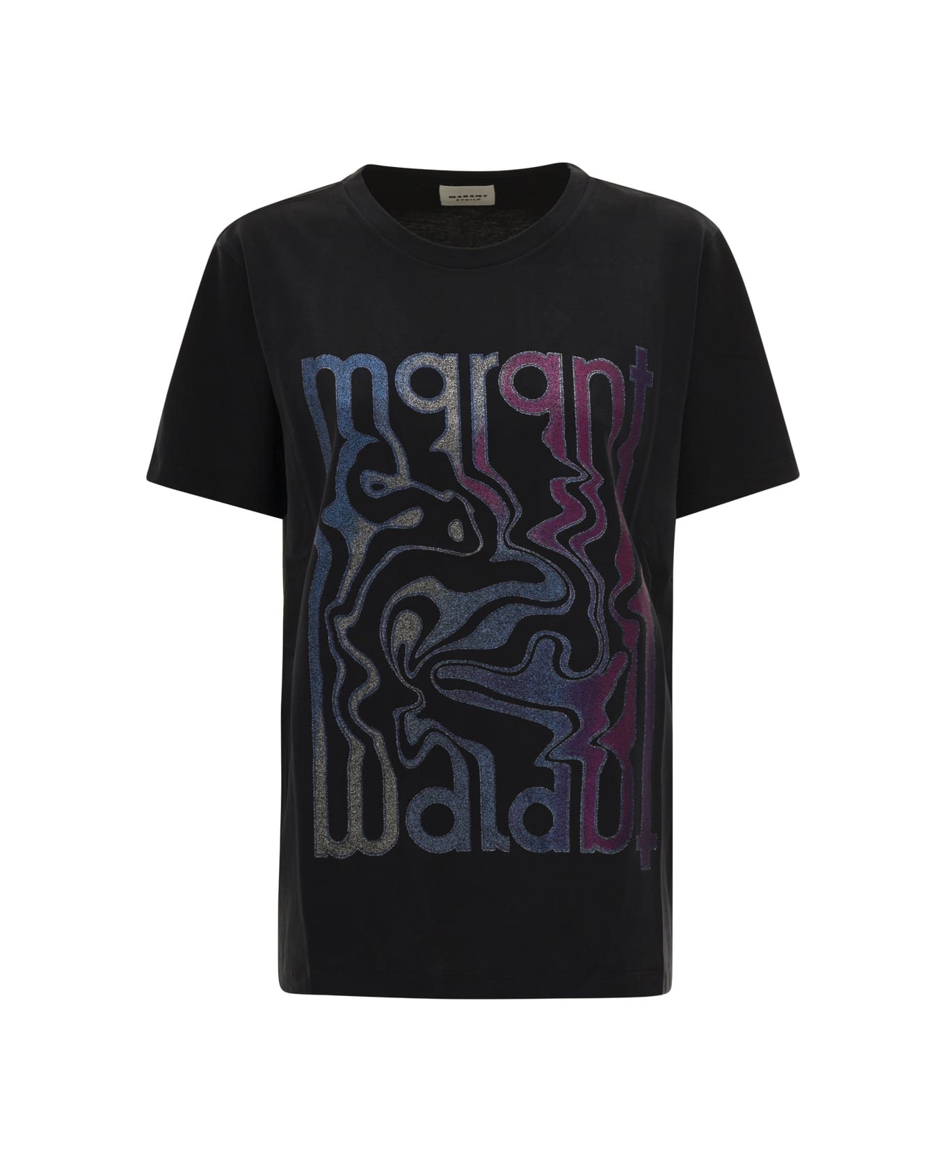 Marant Étoile 'enna' Black T-shirt With Multicolor Print In Cotton Woman Isabel Marant Etoile - Black Tシャツ