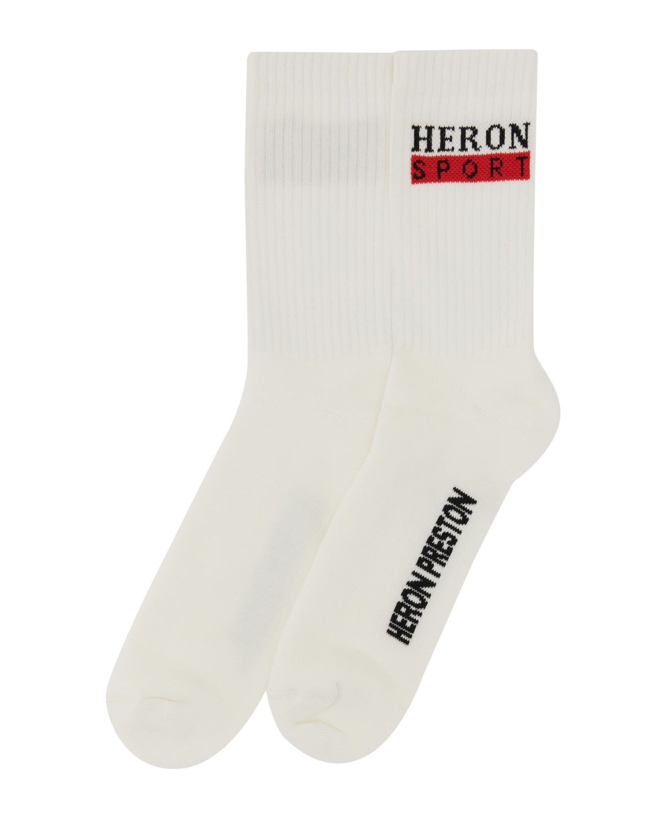 HERON PRESTON Sock With Logo Embroidery - BIANCO