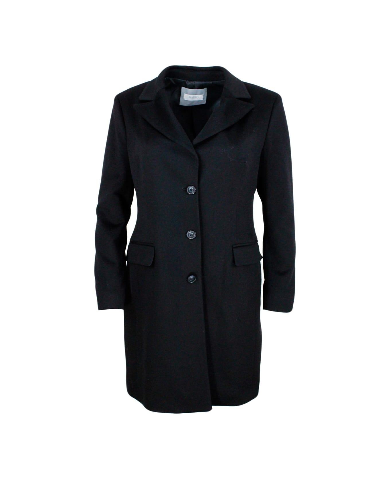 Barba Napoli Single-breasted Coat Made Of Soft And Precious Cashmere With Flap Pockets And Button Closure. Matching Inner Lining. Side By Side Slim Line - Black