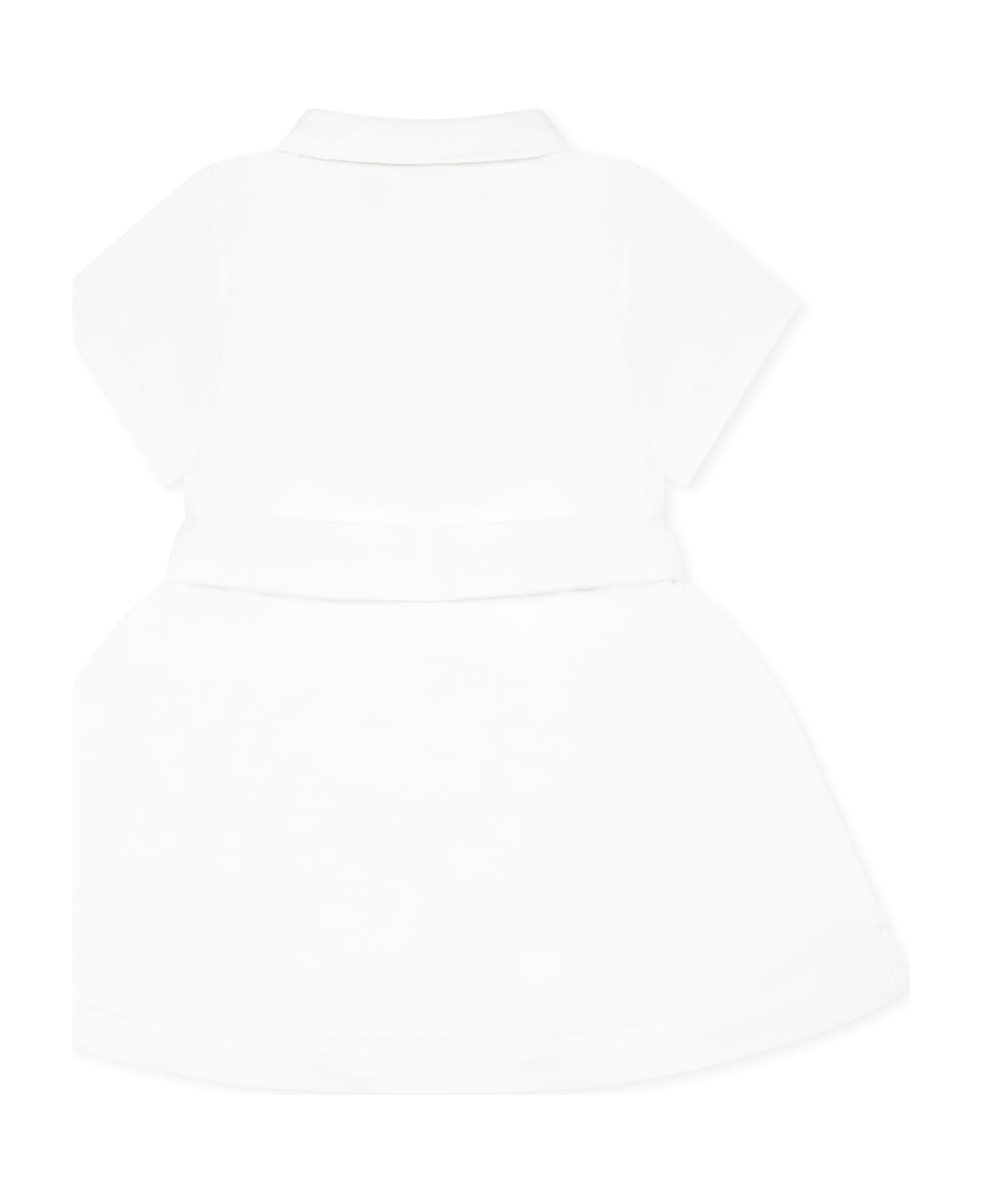 Burberry White Dress For Baby Girl With Equestrian Knight - White