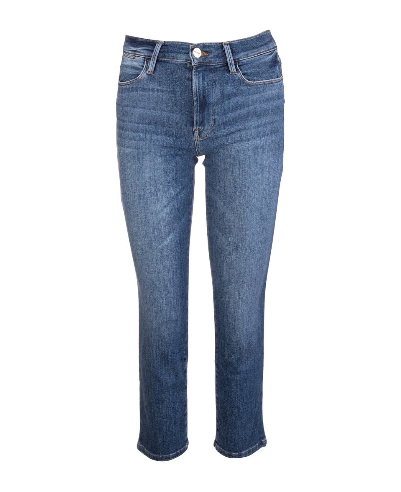 Frame Faded Effect Cropped Jeans - Blu