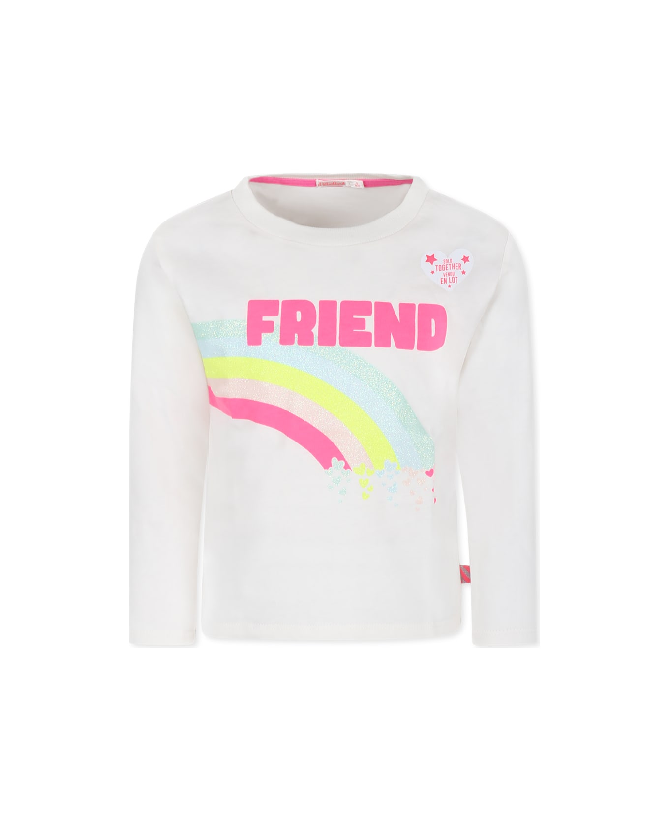 Billieblush Ivory T-shirt Set For Girl With Raibow - Ivory
