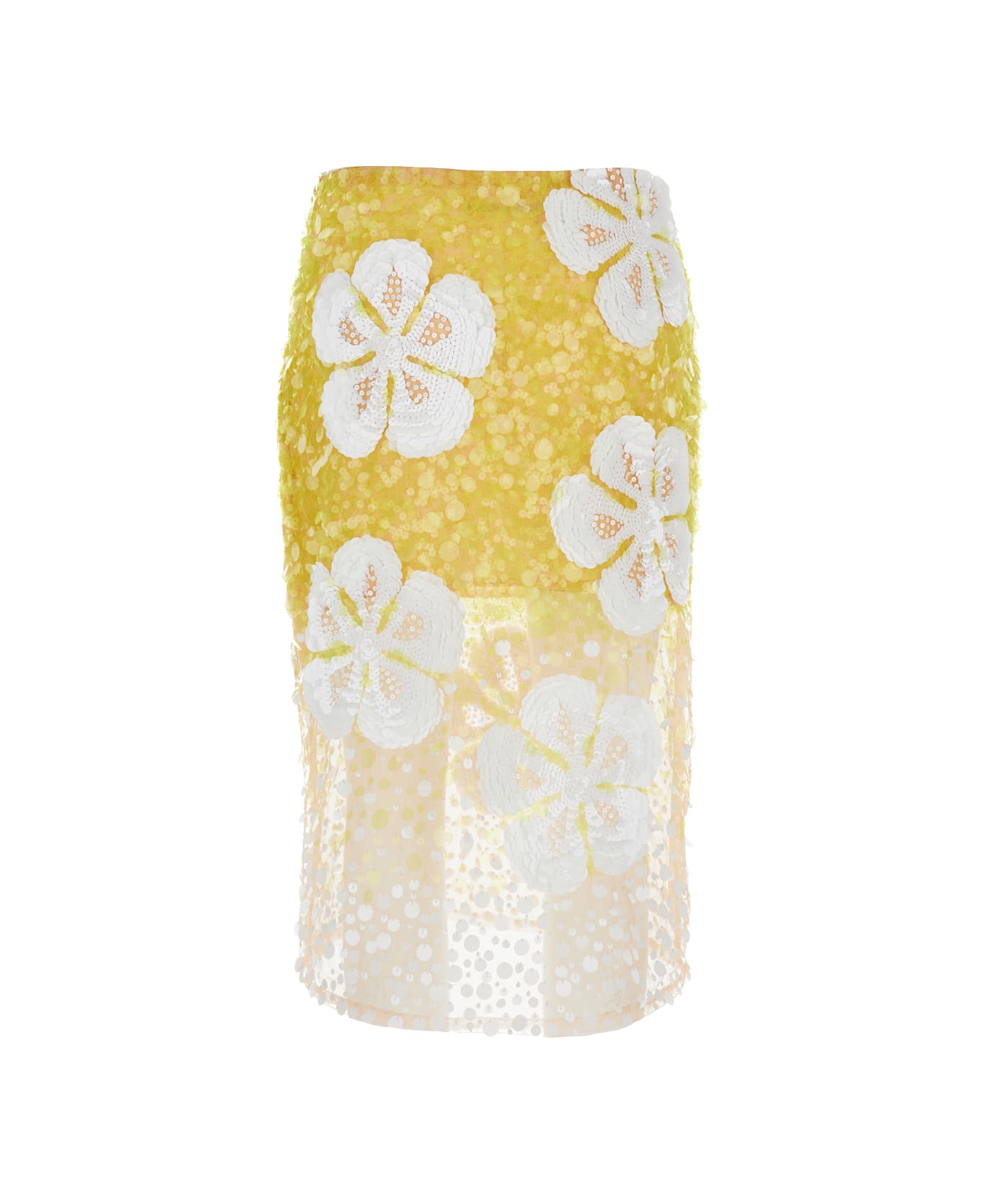 Des Phemmes Yellow And White Skirt Embroidered Wit Ibisco In Cotton Woman - Yellow スカート