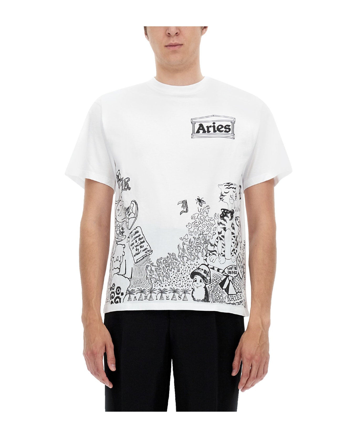 Aries Doodle T-shirt - BIANCO