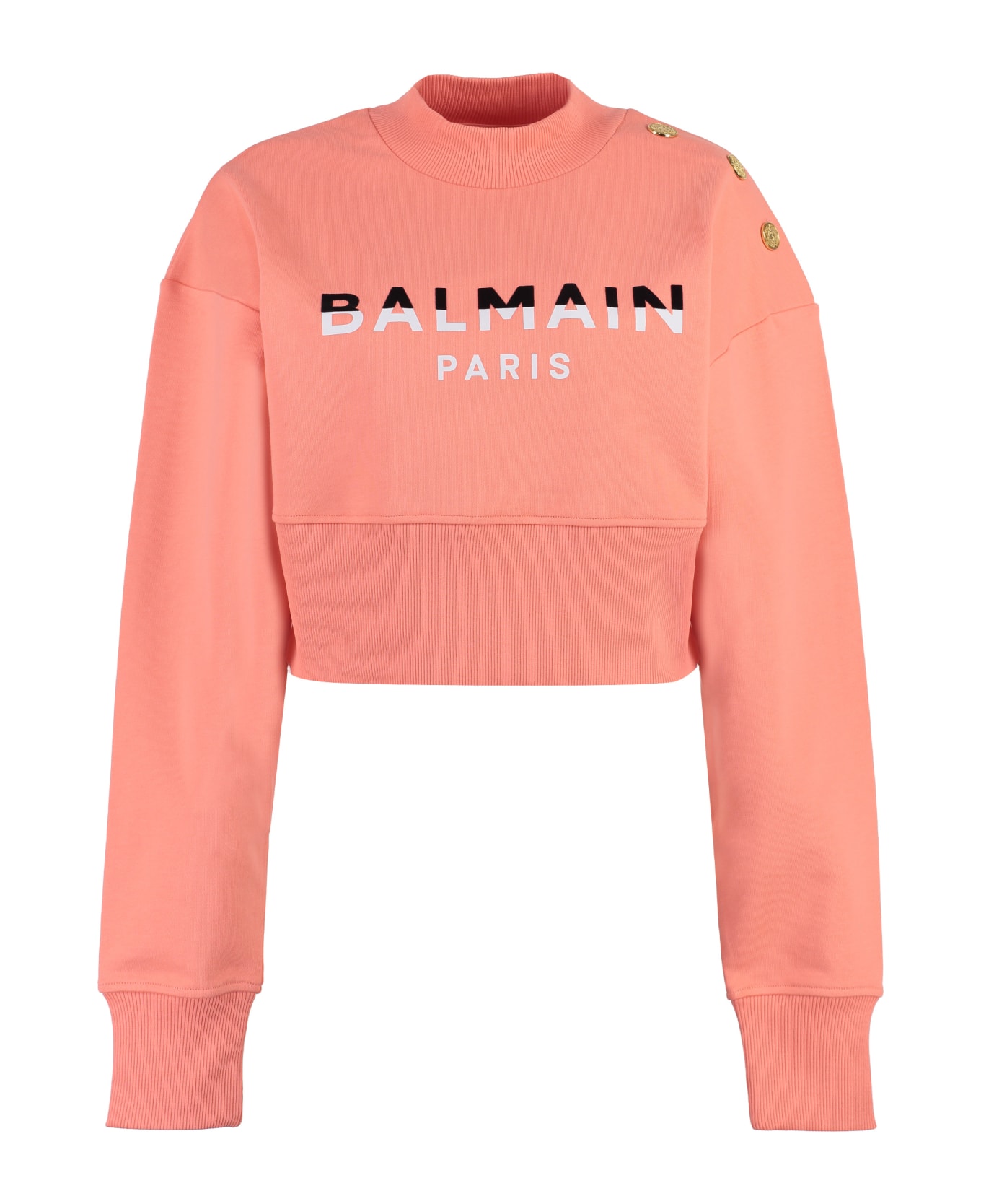 Balmain Cotton Crew-neck Sweatshirt - Coral ニットウェア
