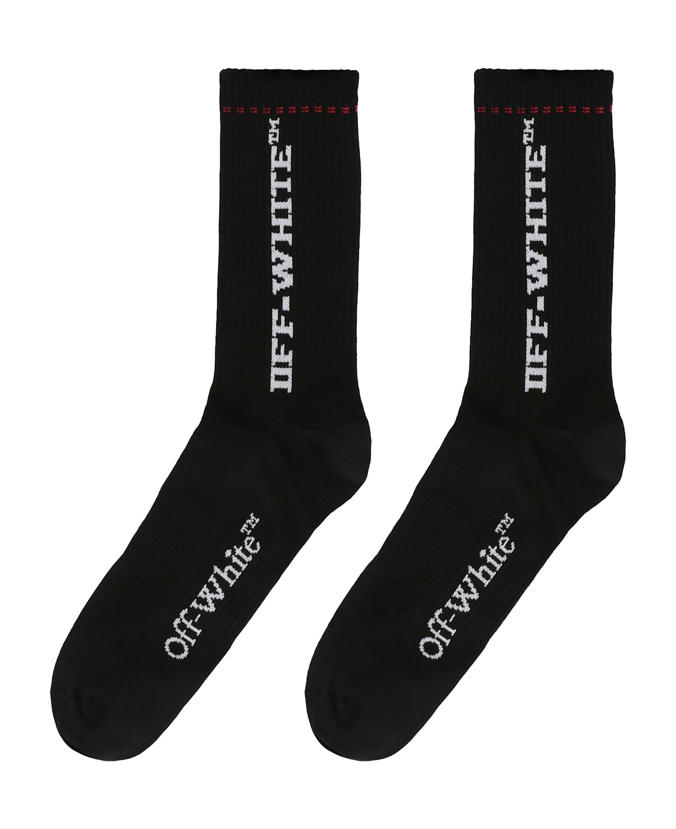 Off-White Cotton Socks With Logo - black