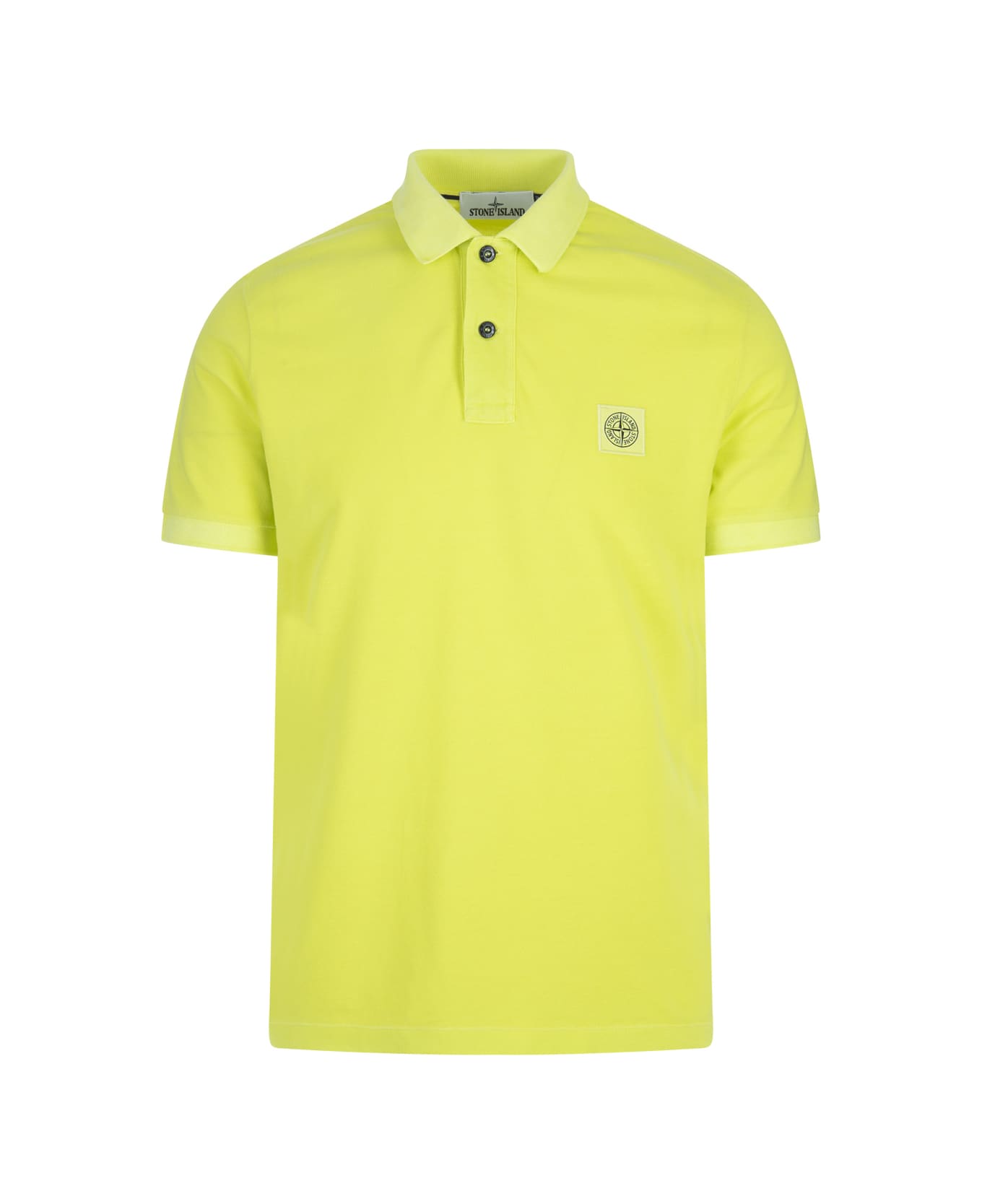 Stone Island Yellow Pigment Dyed Slim Fit Polo Shirt - Yellow
