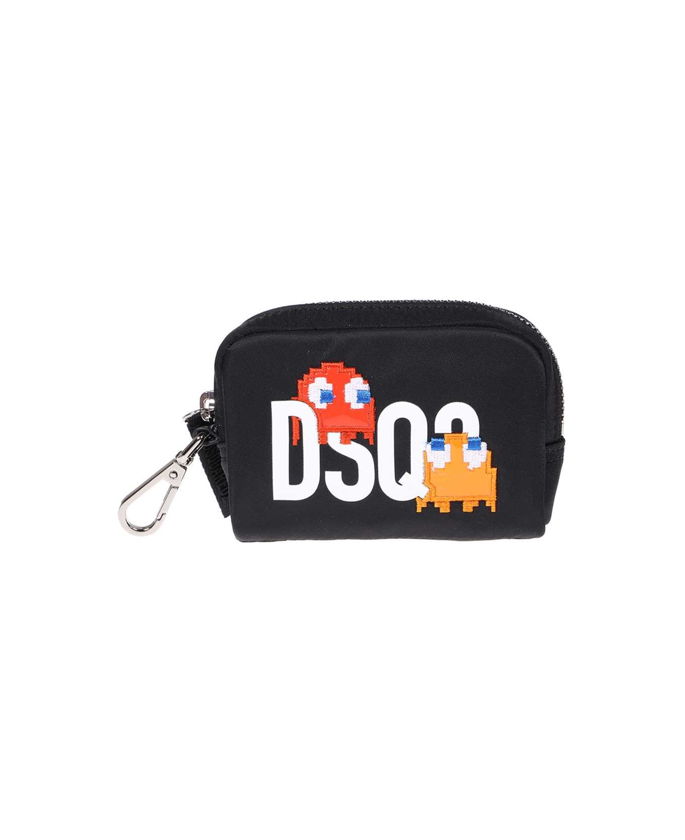 Dsquared2 Pac-man Logo Printed Pouch - black